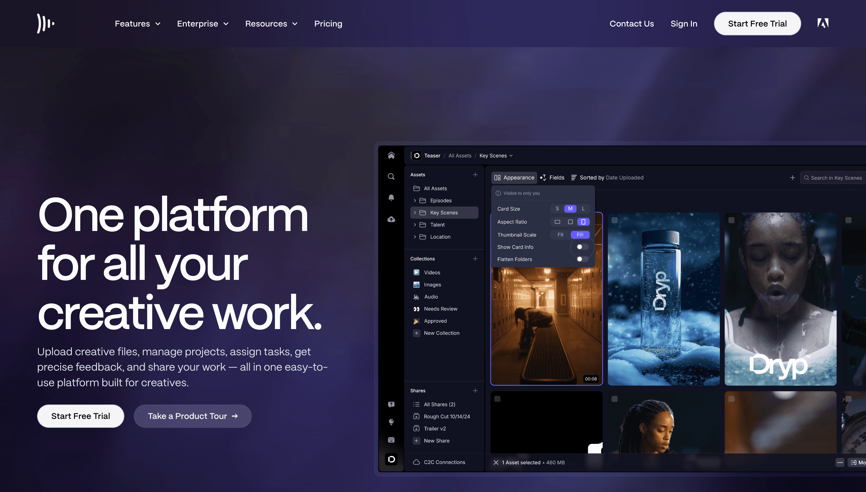 Frame.io — Workflow, Productivity website design