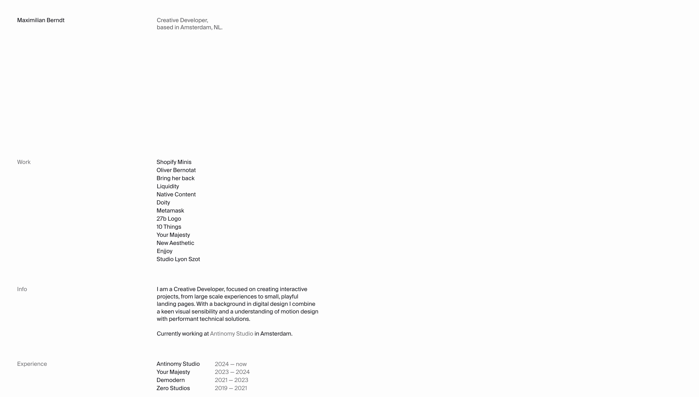Maximilian Berndt — Developer, Interactive website design