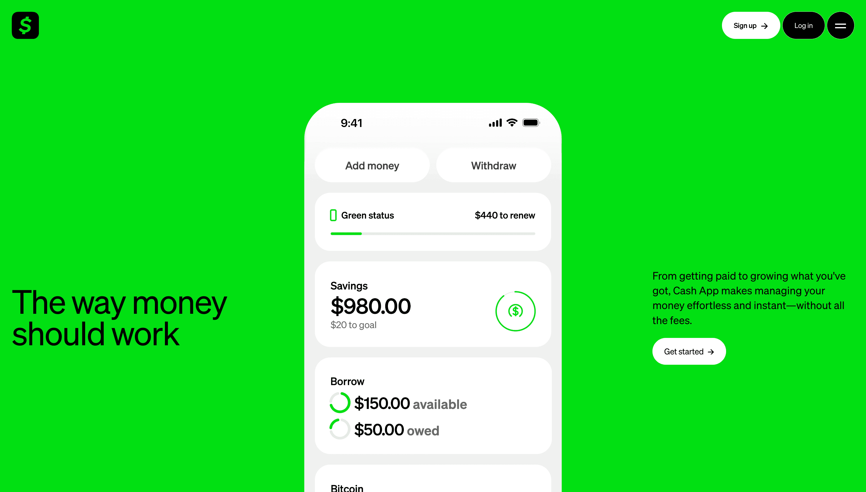Cash App — Finance, Fintech website design