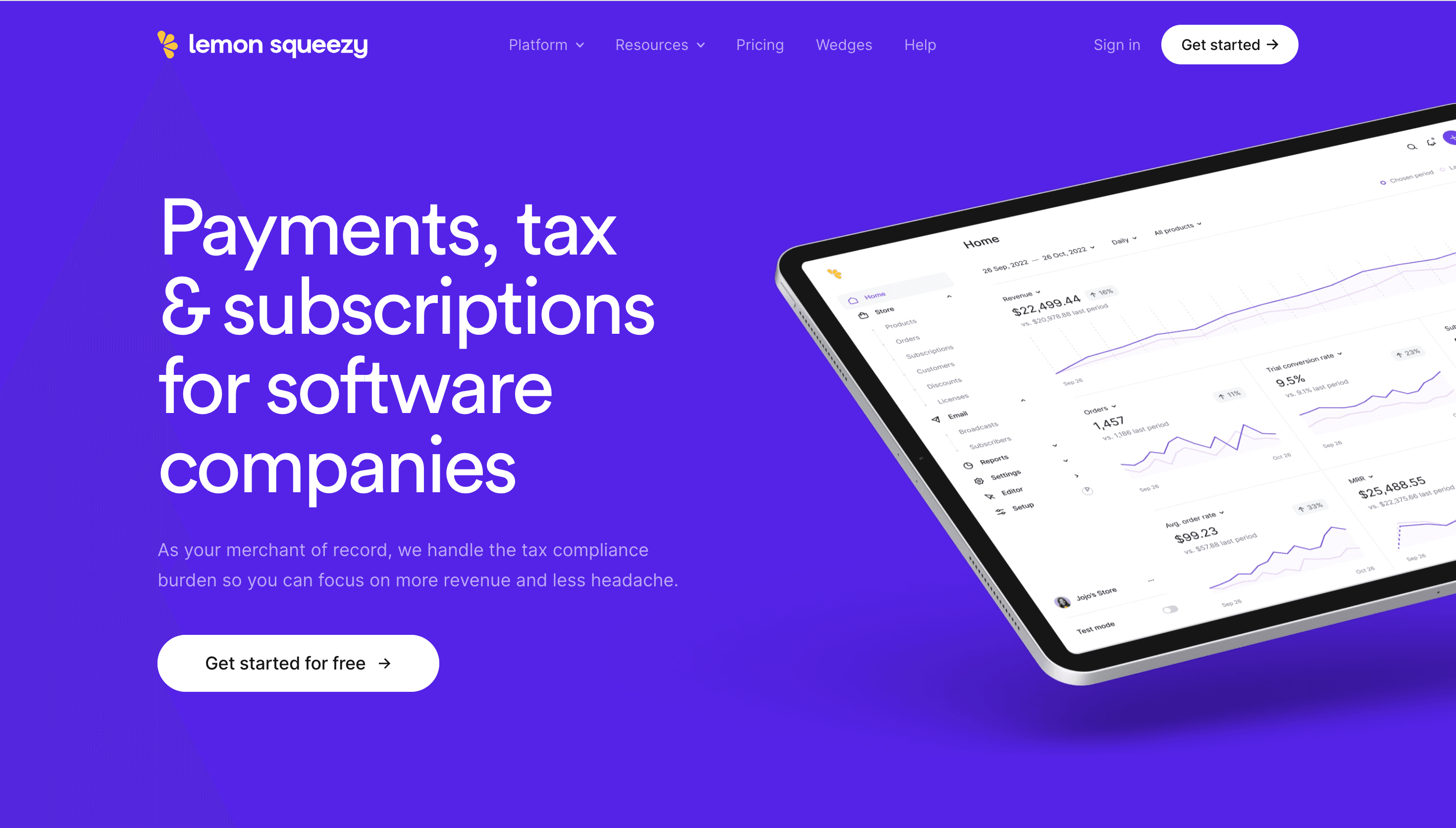 Lemon Squeezy — SaaS, E-commerce website design
