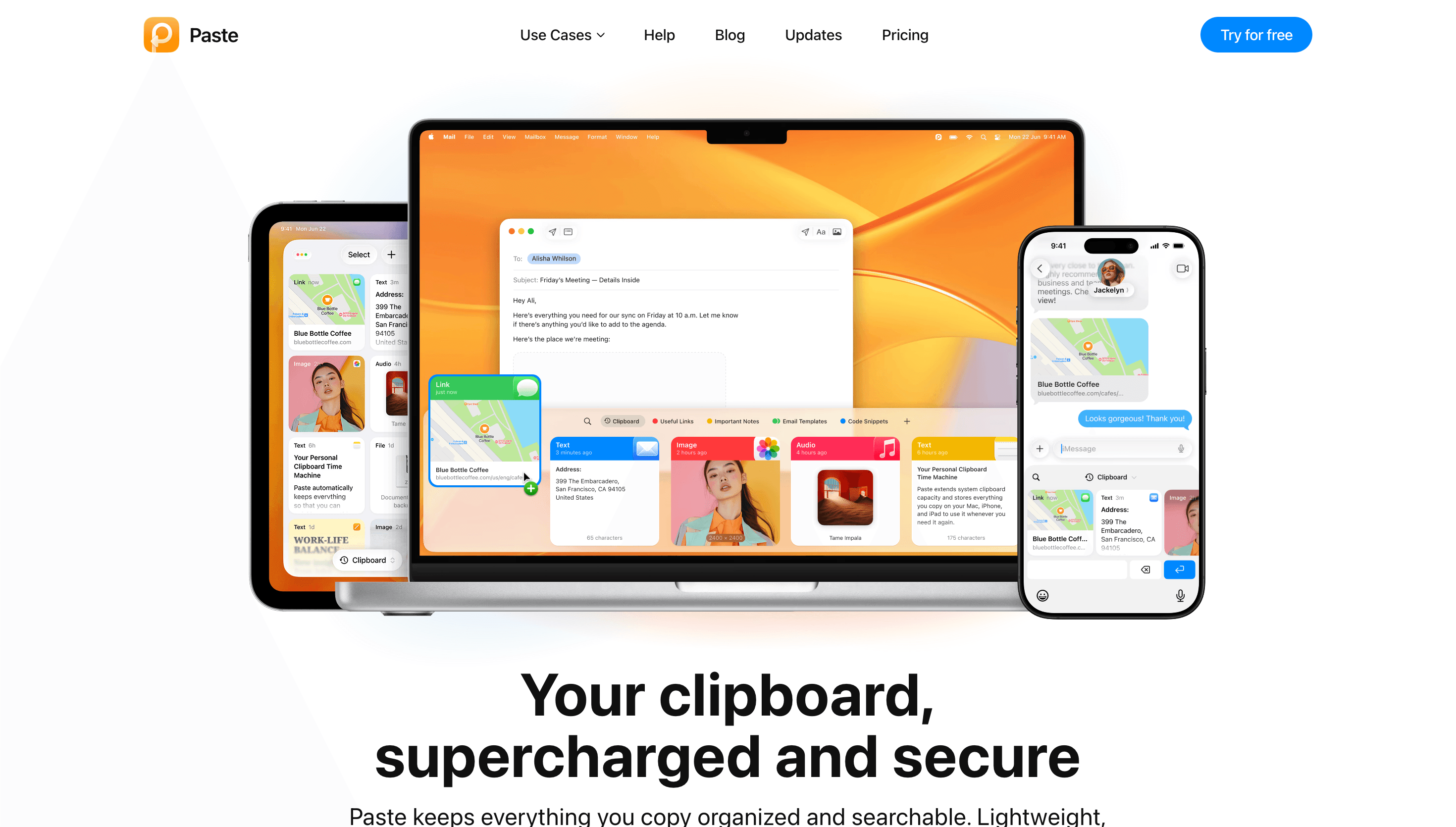 Paste — Productivity, Workflow website design