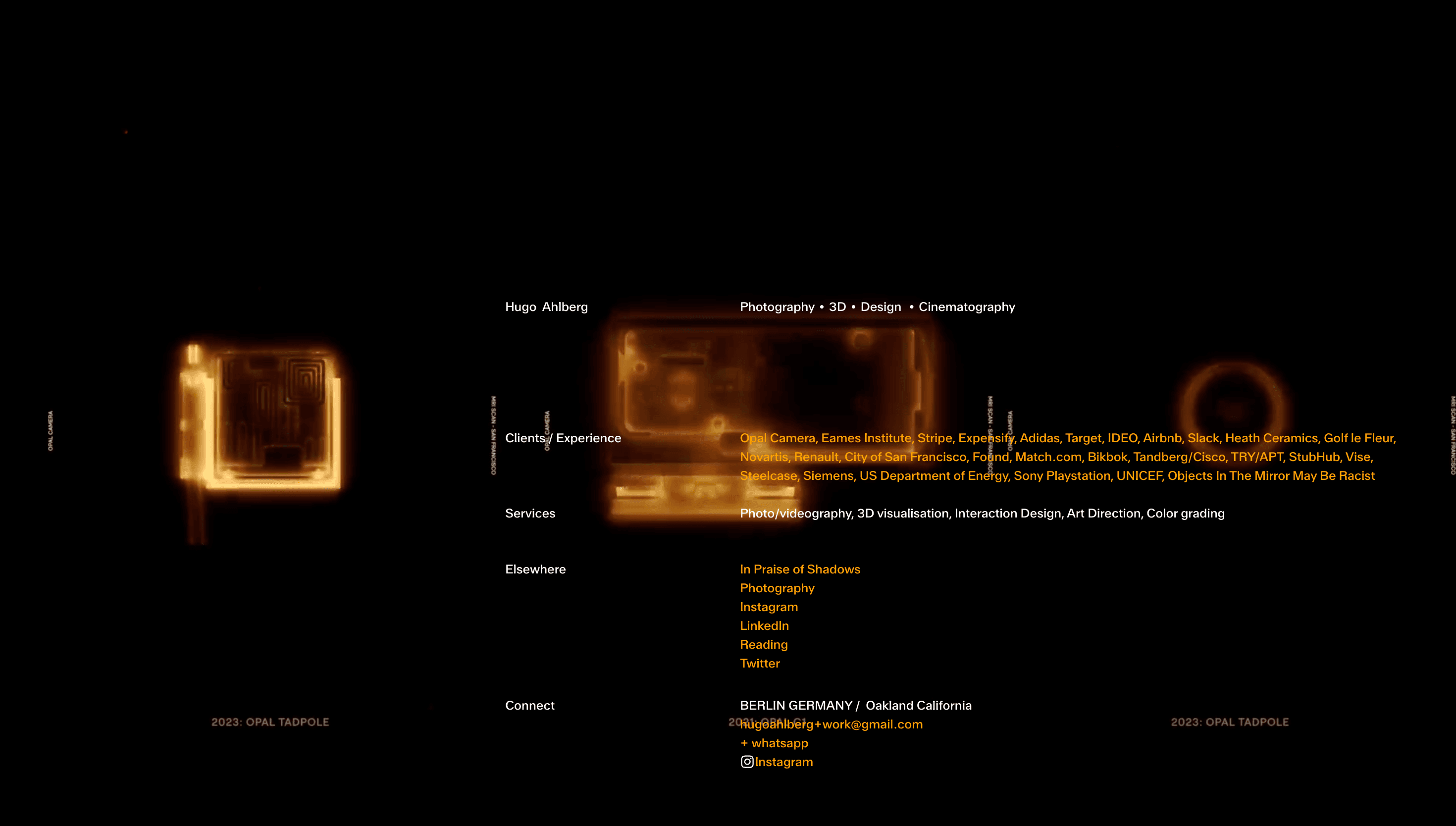 Hugo Ahlberg — 3D, Portfolio website design