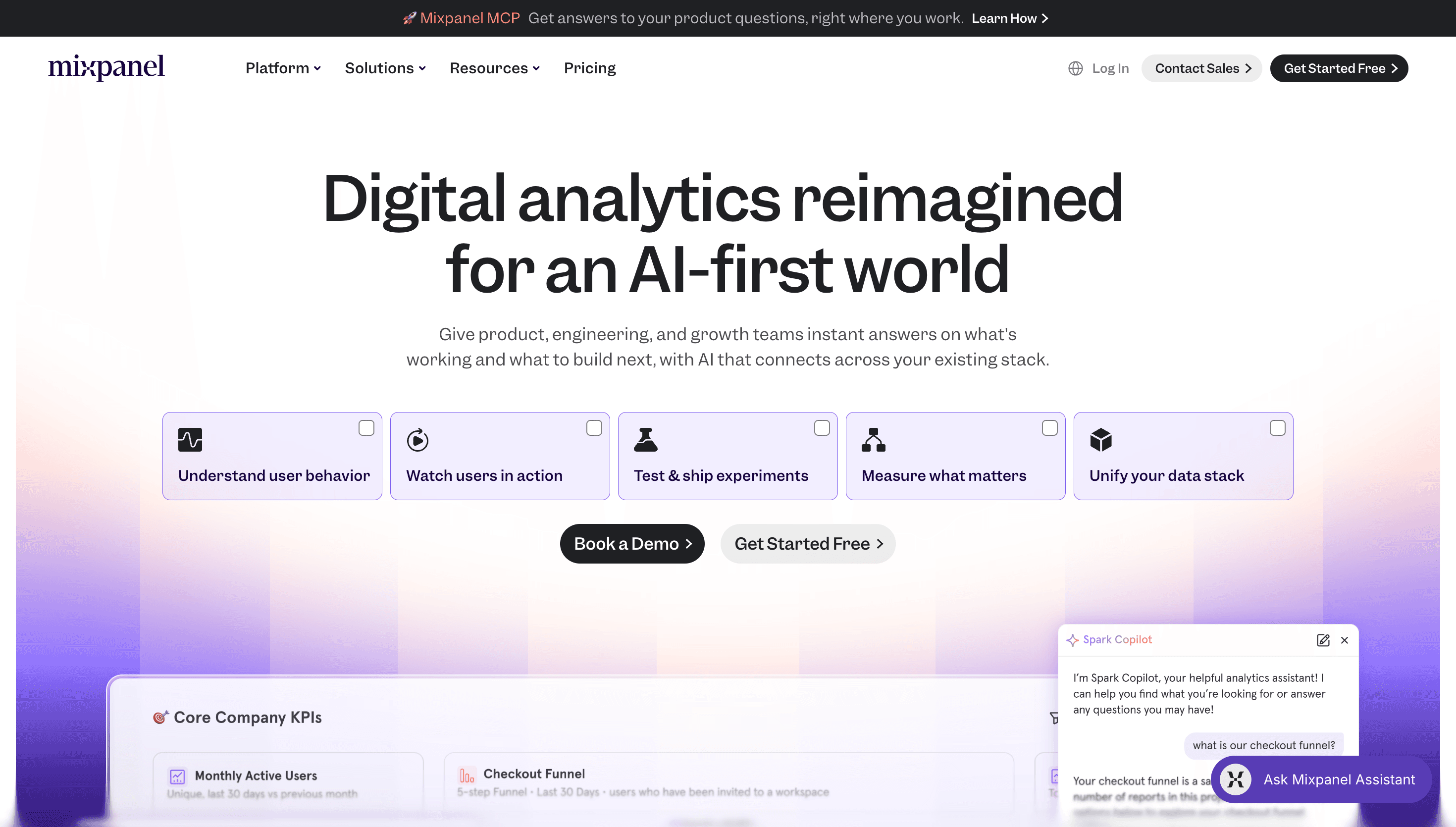 Mixpanel — Tech, Data Viz website design