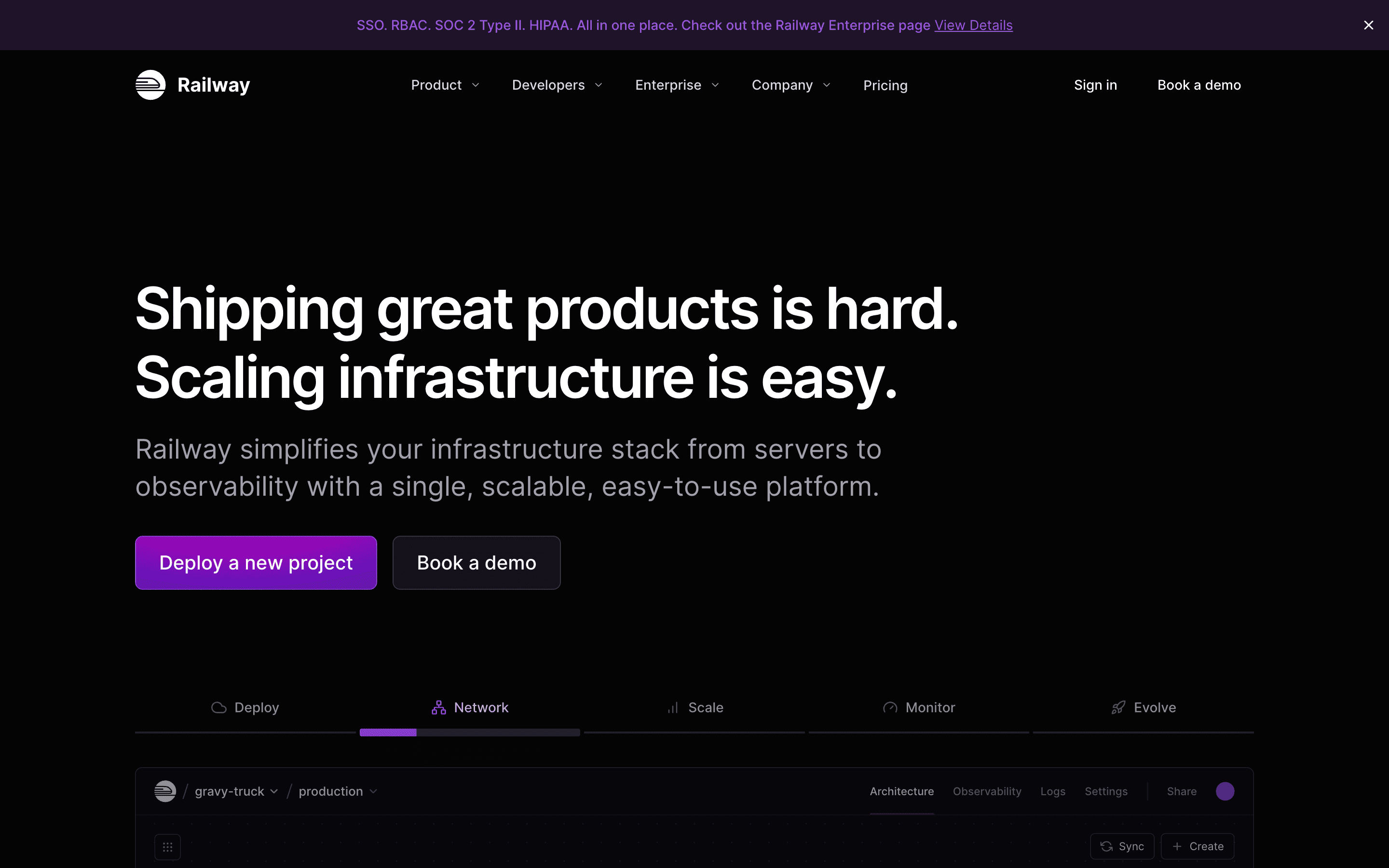 Railway — Dark UI, Minimal website design