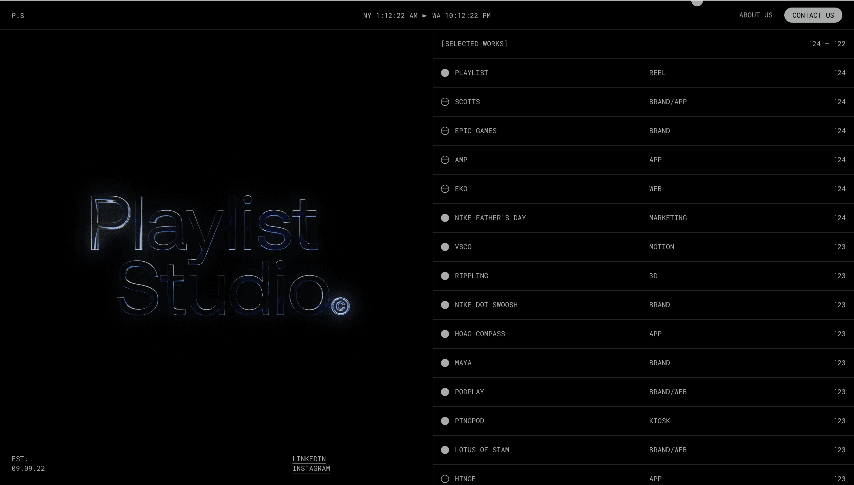 Playlist Studio — Studio, Designer website design