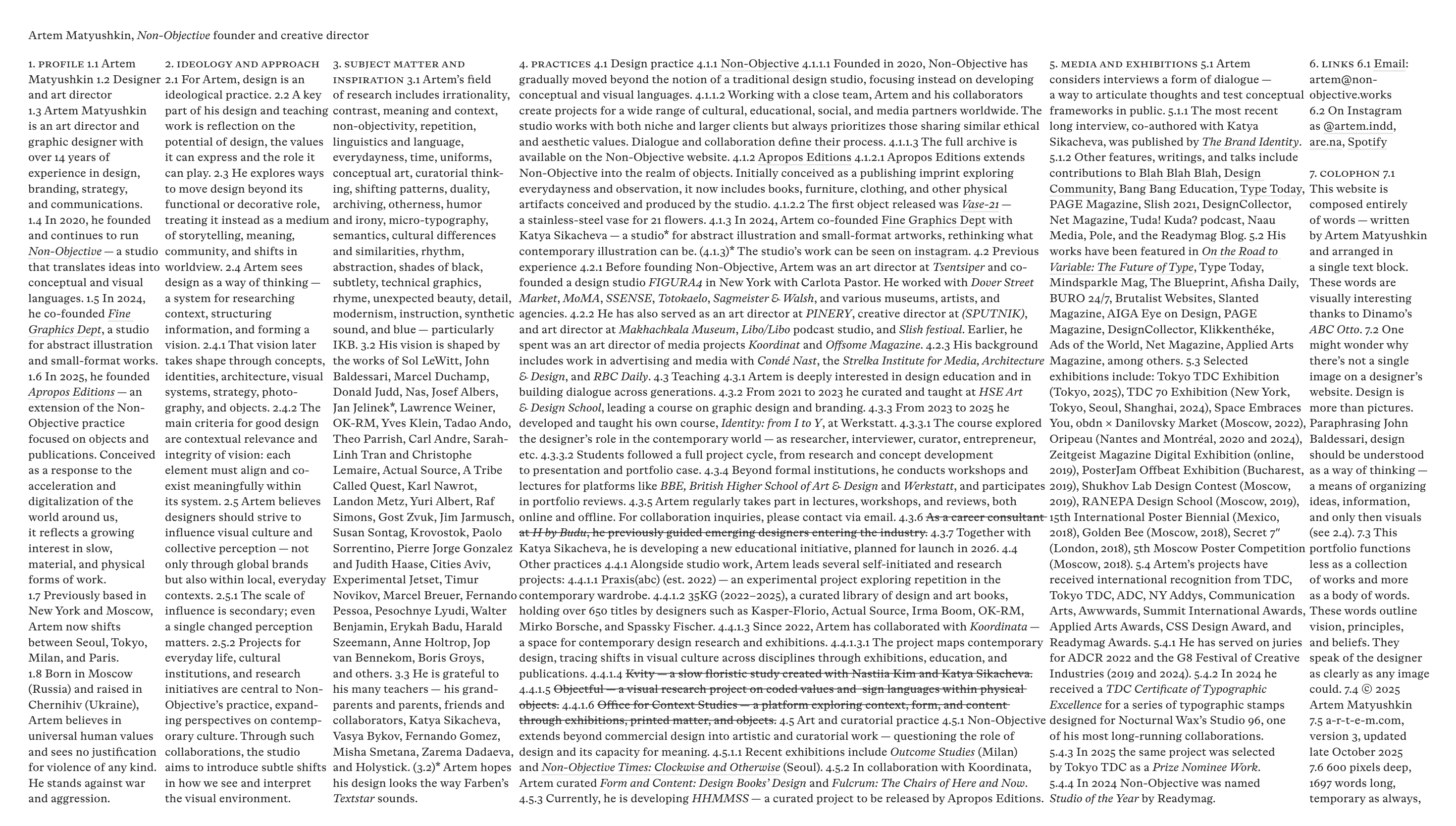 Artem Matyushkin — Designer, Studio website design