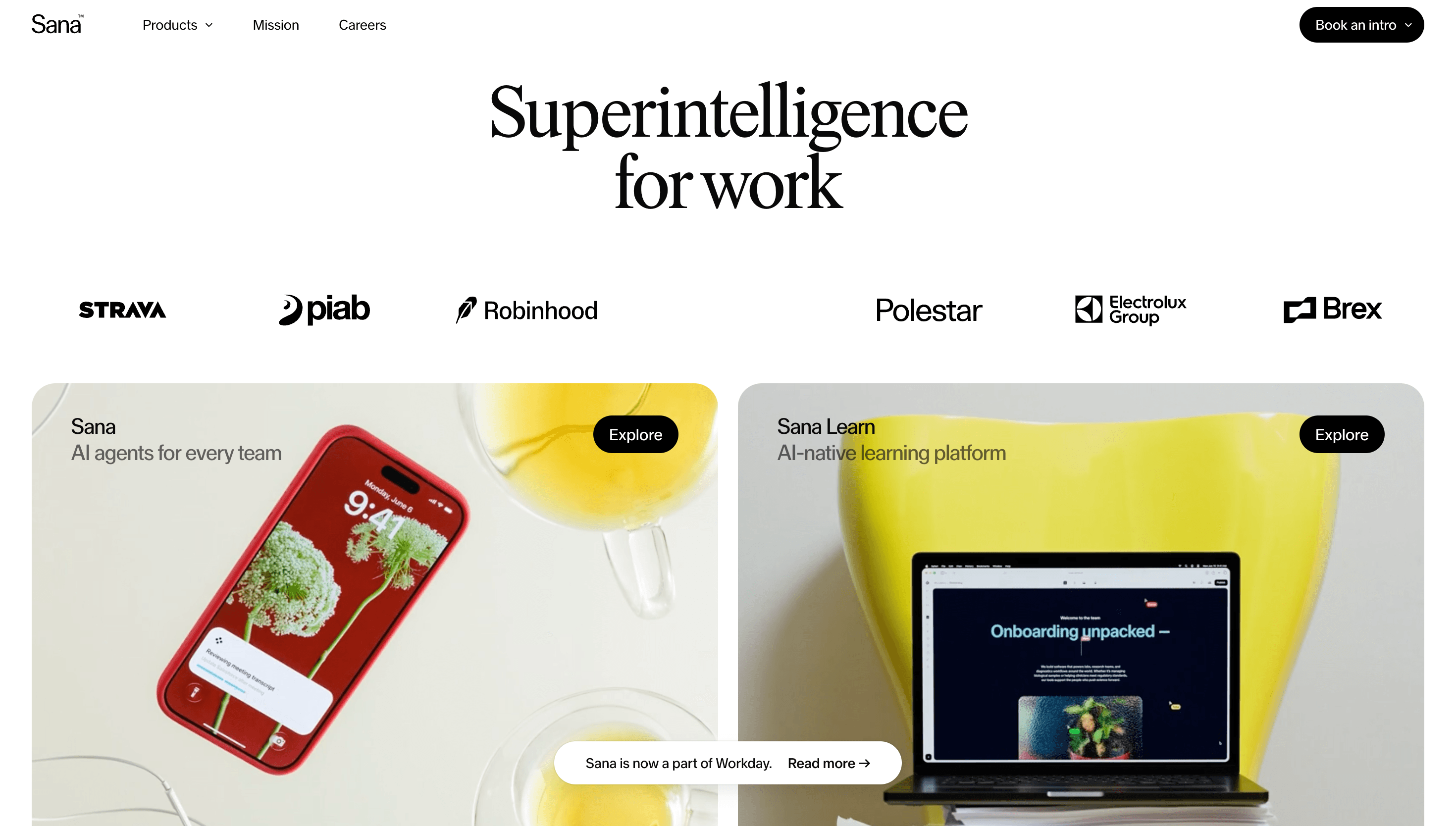 Sana — Tech, Productivity website design