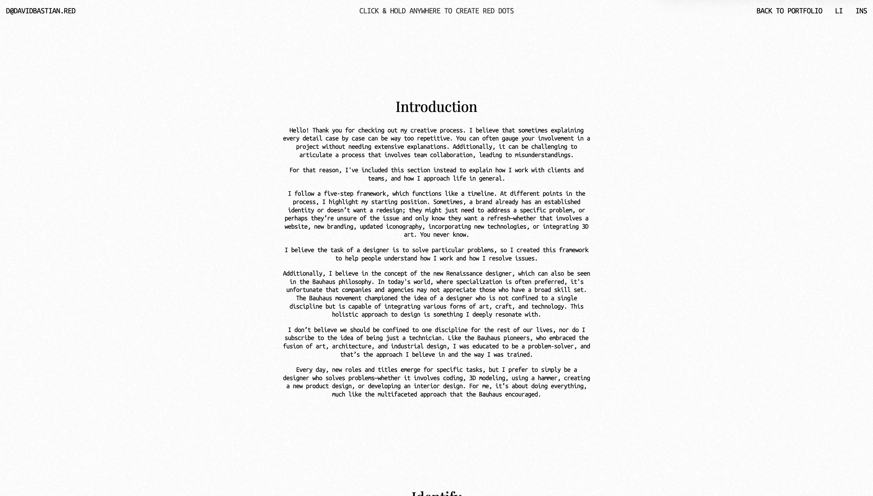 David Bastian — Designer, Developer website design