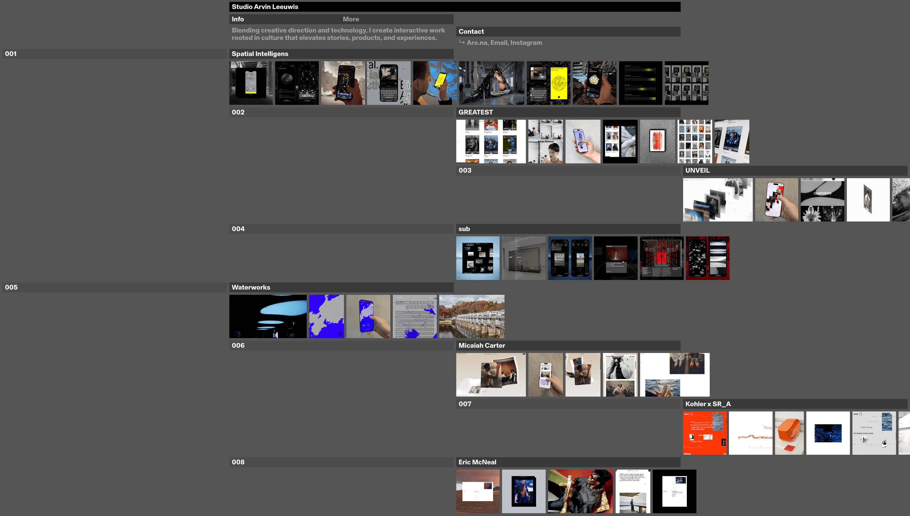 Studio Arvin Leeuwis — Studio, Interactive website design
