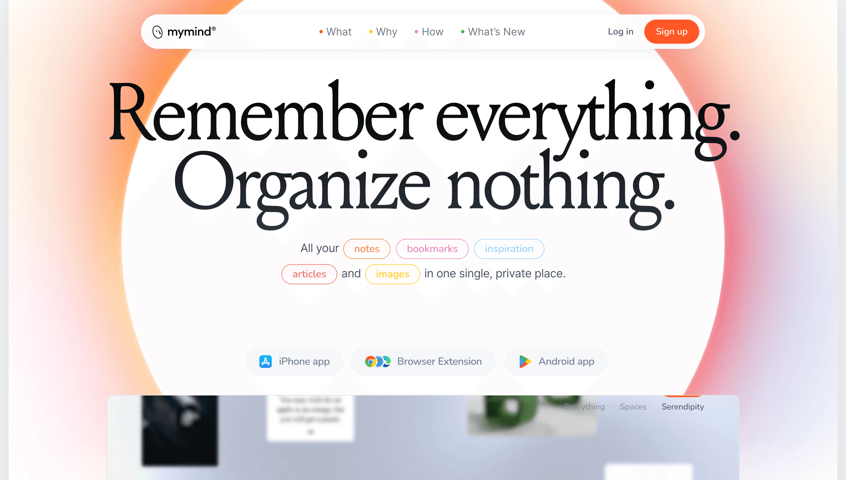 Mymind — Productivity, Workflow website design