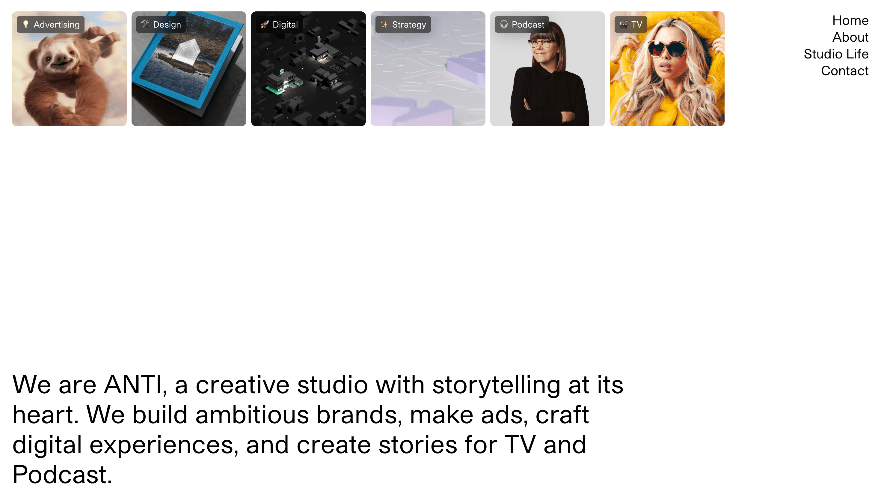ANTI — Agency, Studio website design