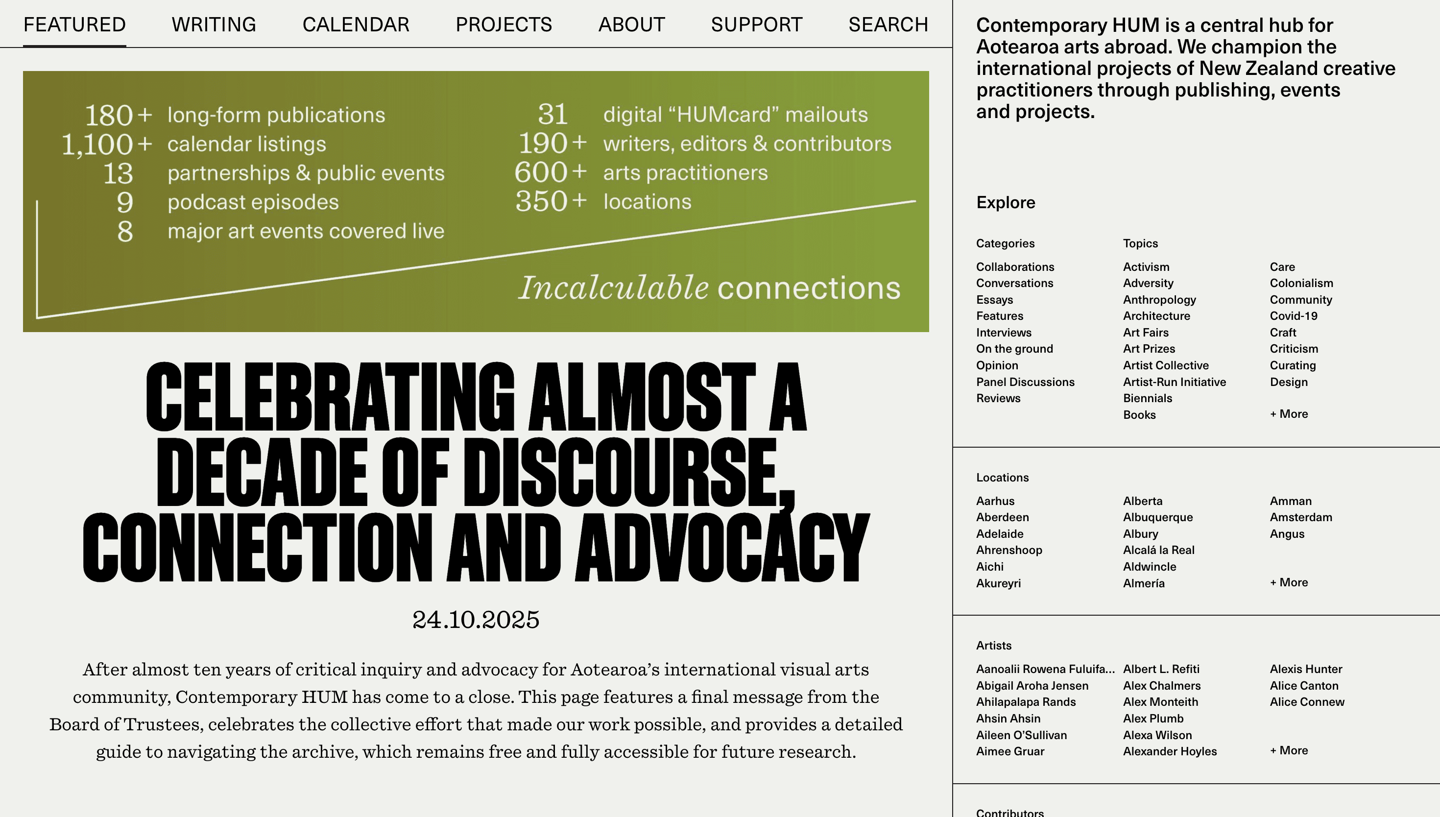 Contemporary Hum — Culture, Community website design