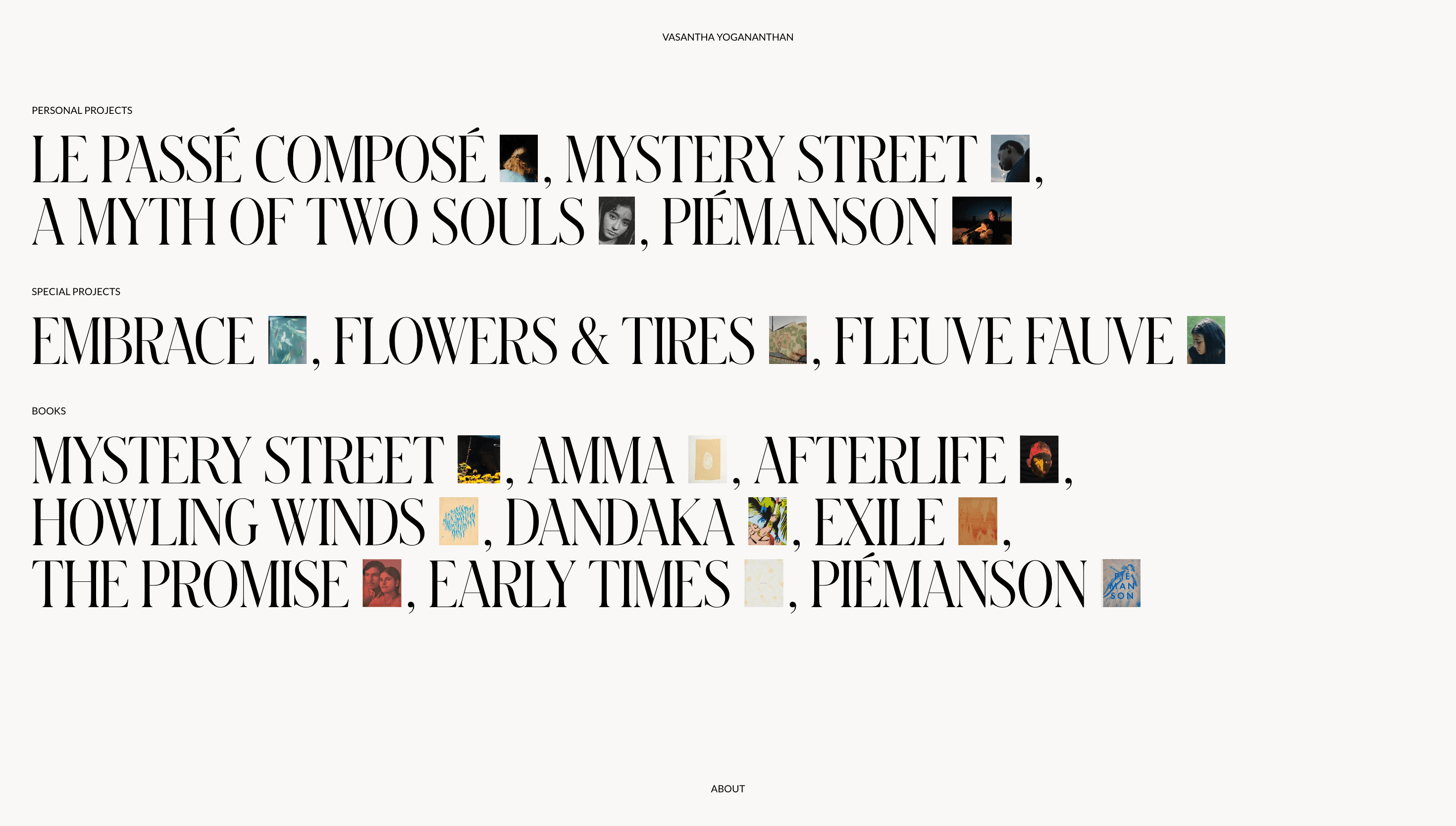 Vasantha Yogananthan — Personal, Portfolio website design