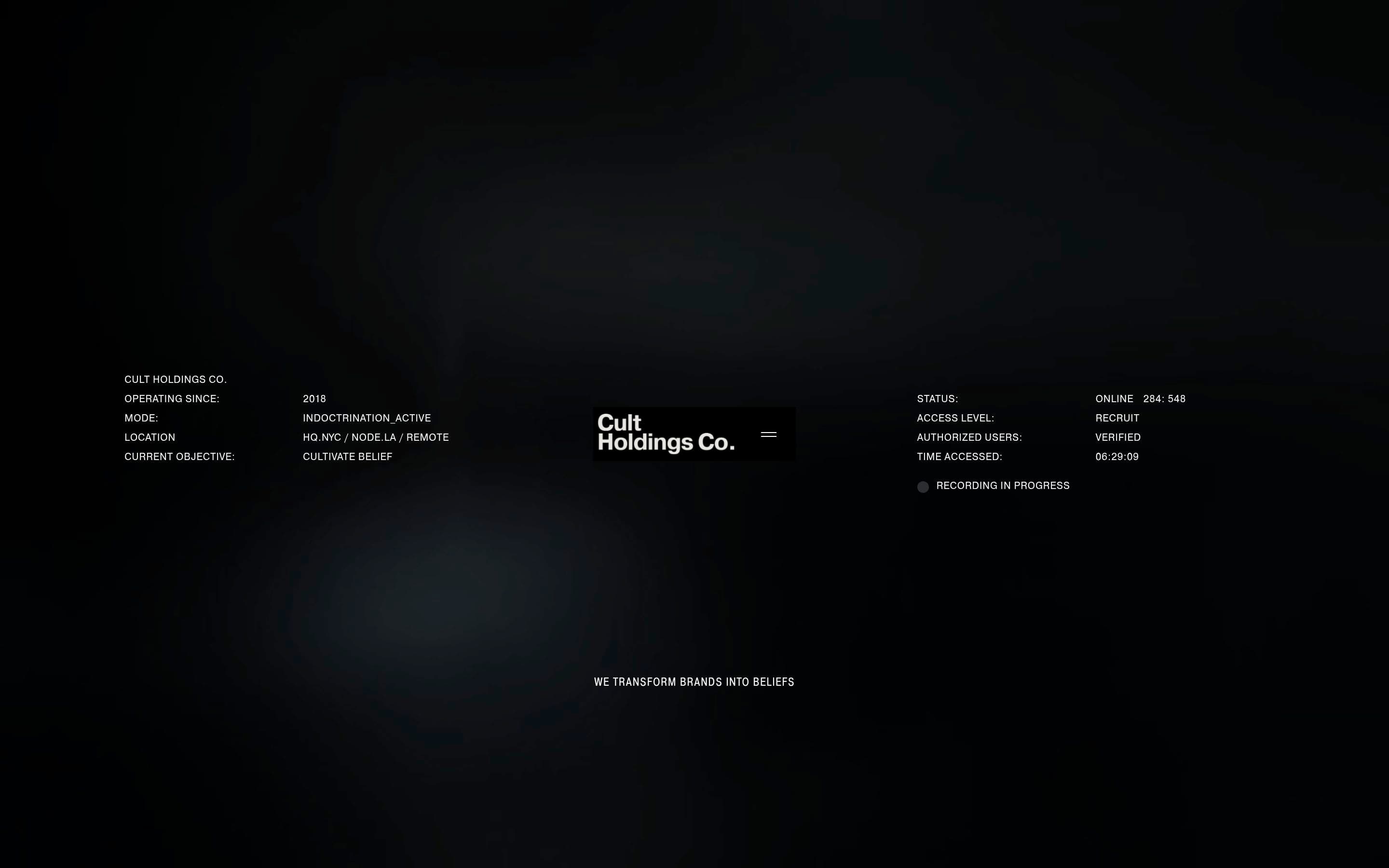 Cult Holdings Co. — Agency, Studio website design
