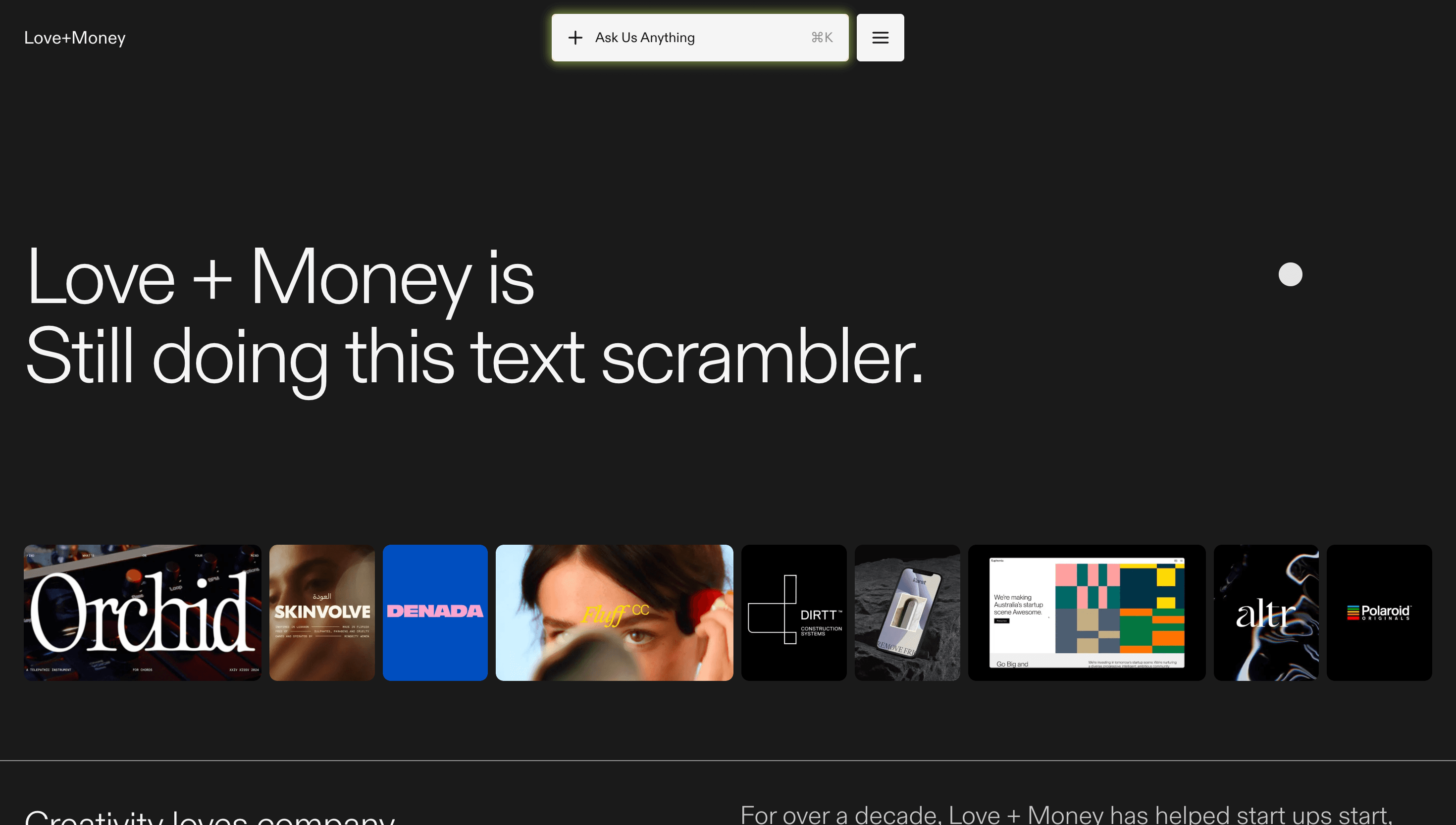 Love + Money — Storytelling, Clean website design
