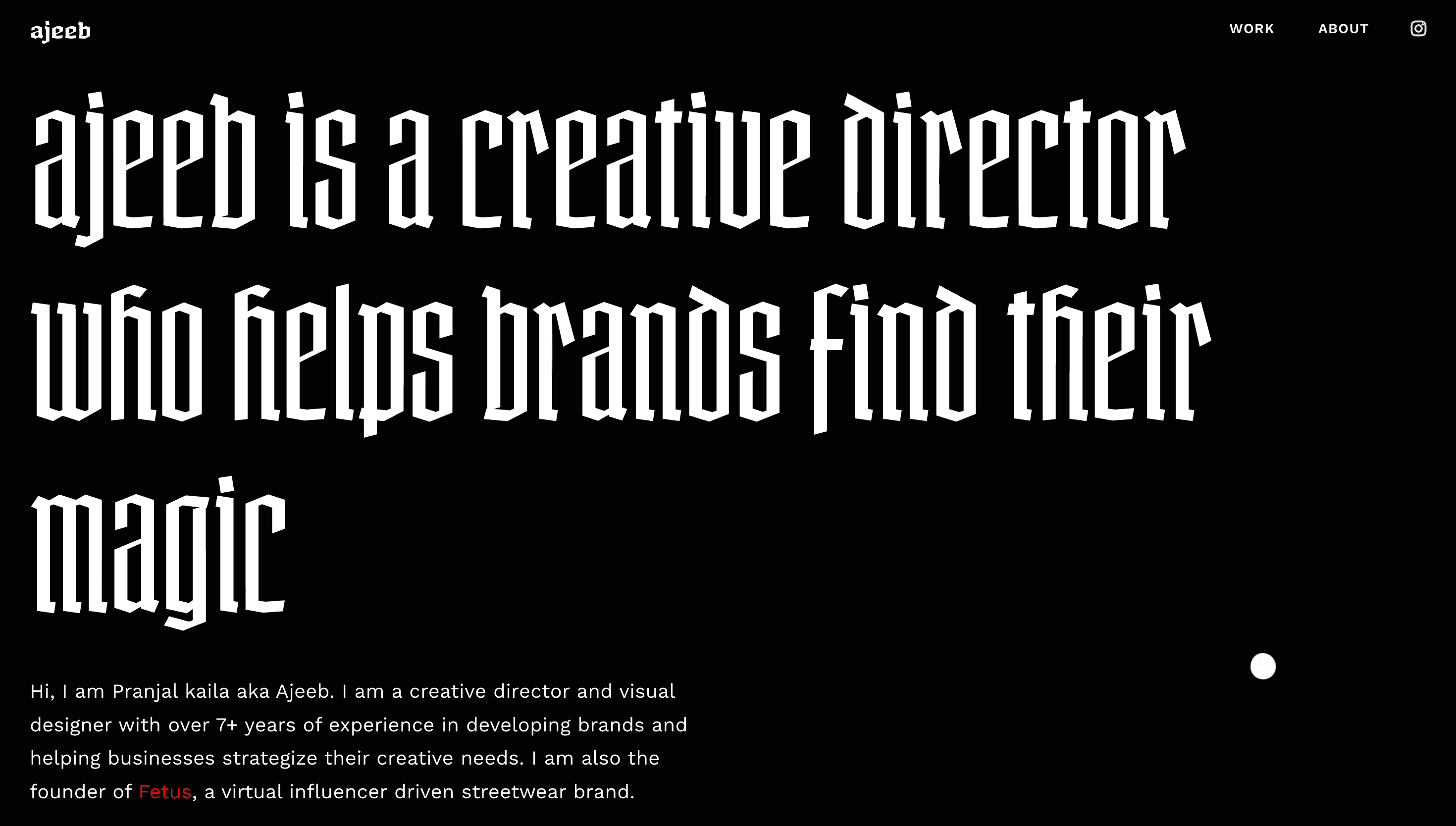 Ajeeb — Designer, Portfolio website design