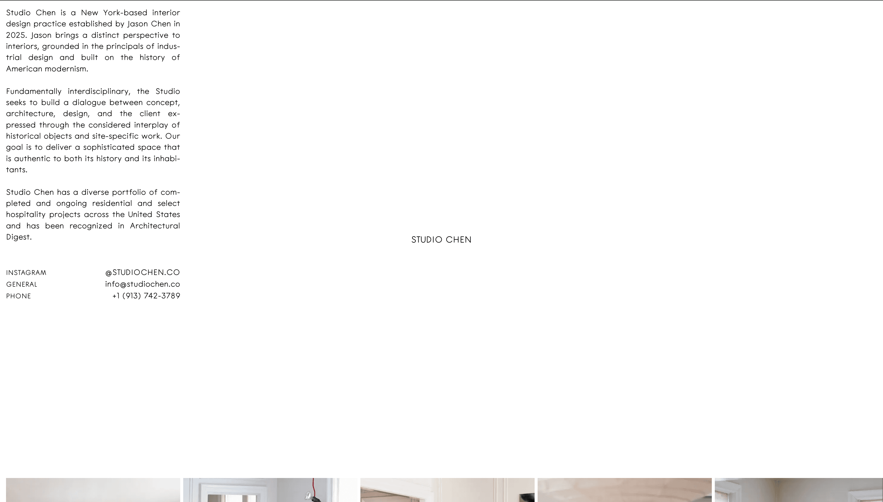Studio Chen — Studio, Portfolio website design