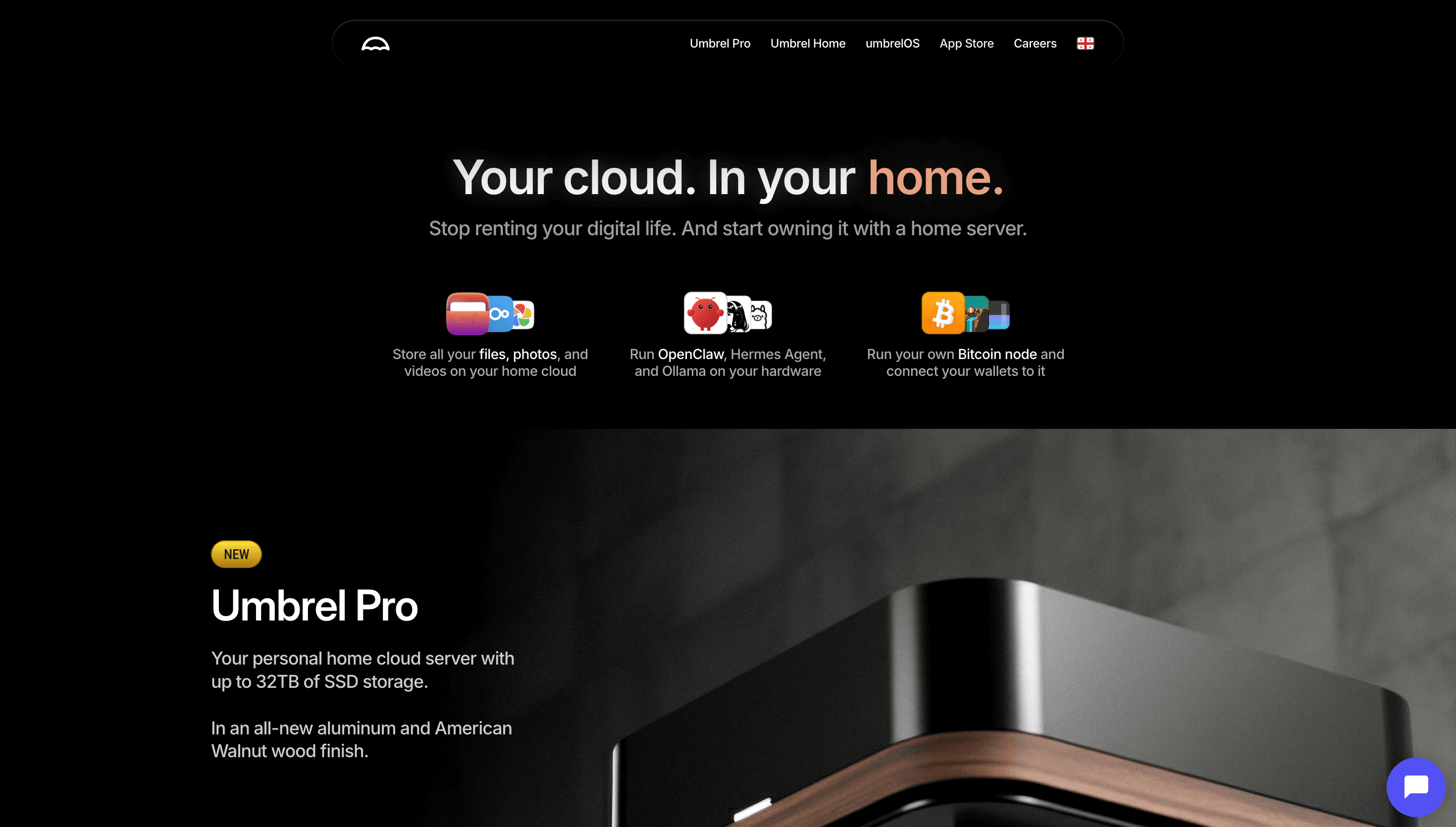 Umbrel — Cloud, Tech website design