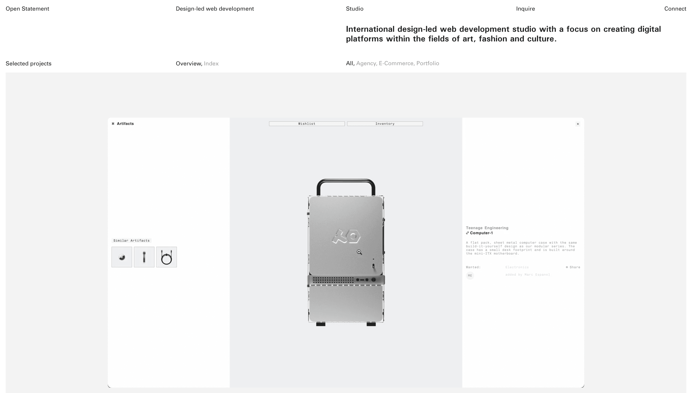Open Statement — Agency, Studio website design