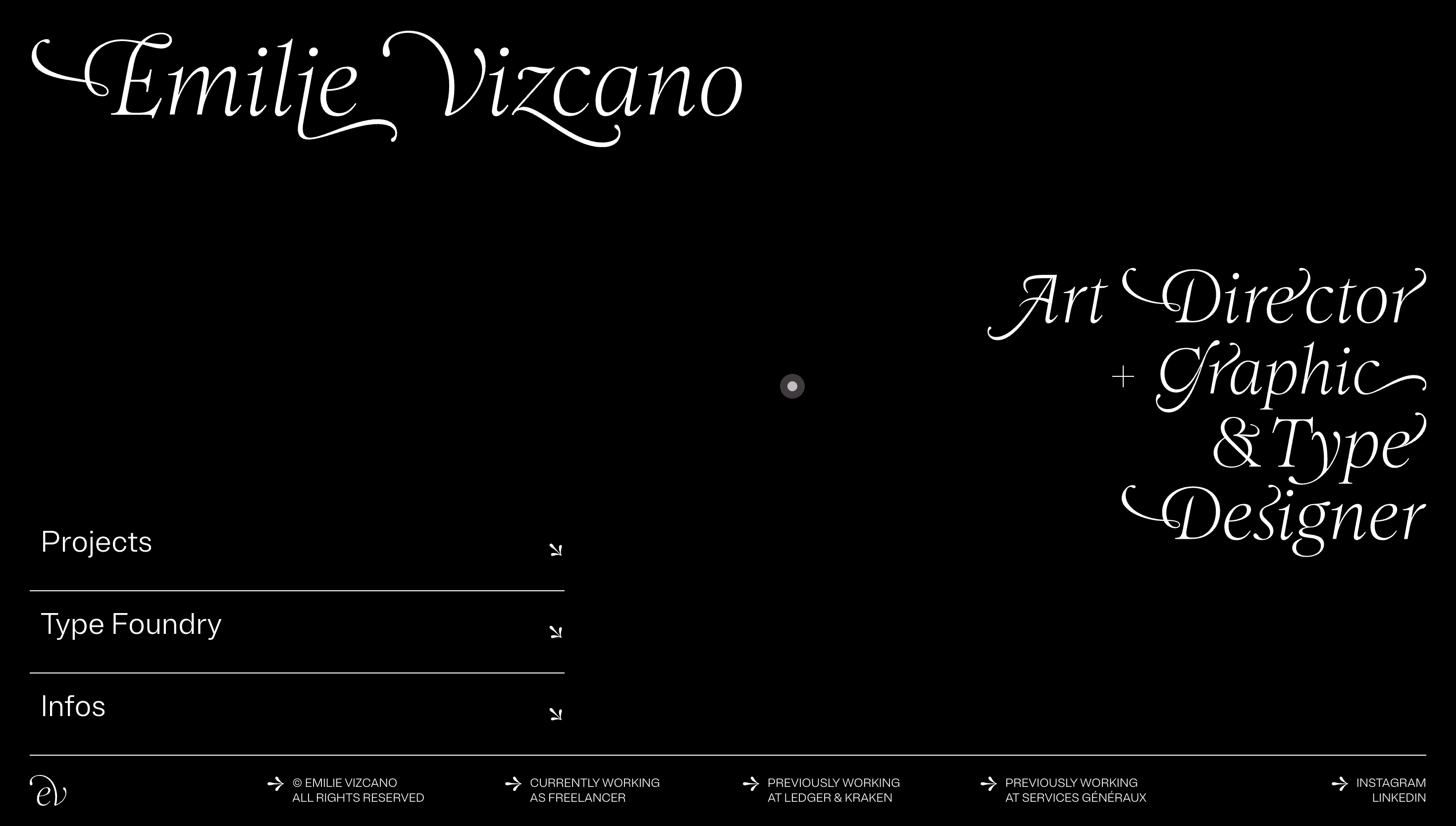 Emilie Vizcano — Designer, Typography website design