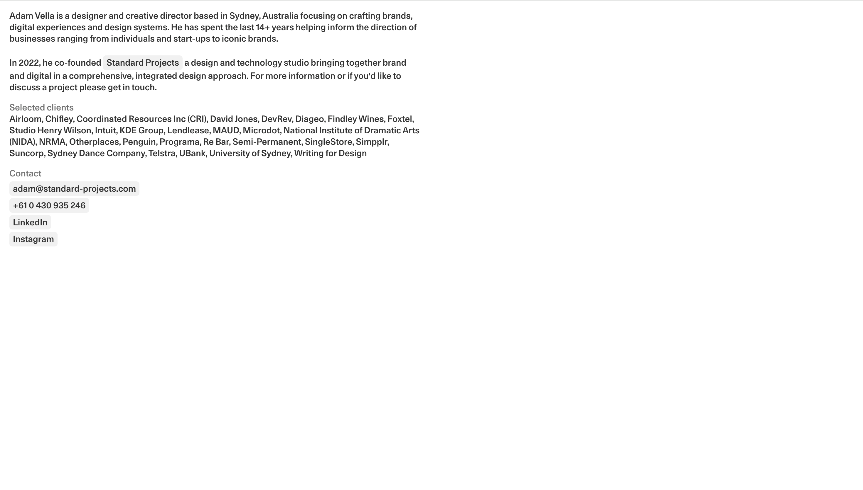 Adam Vella — Designer, Developer website design