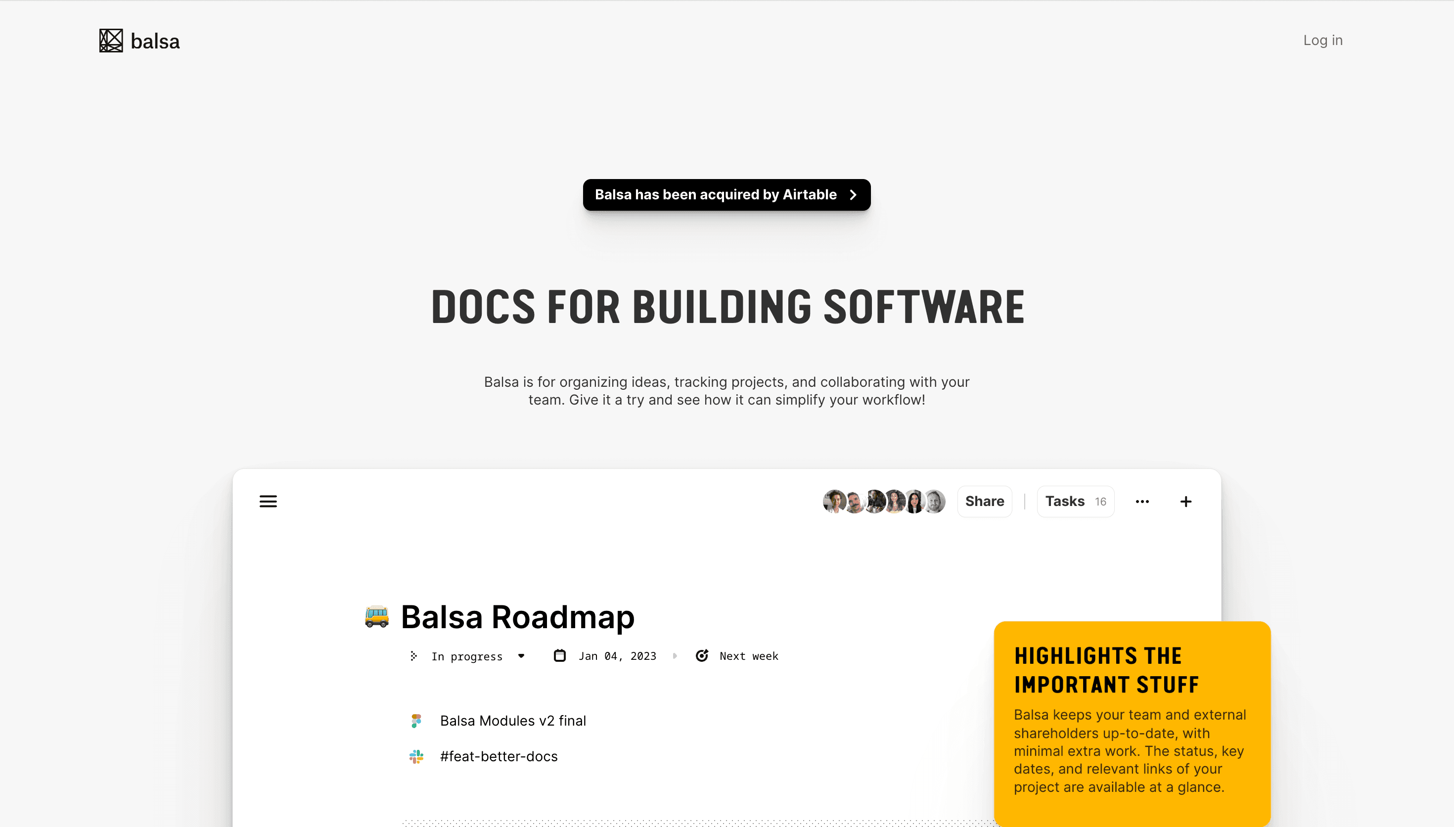Balsa — Docs, Productivity website design