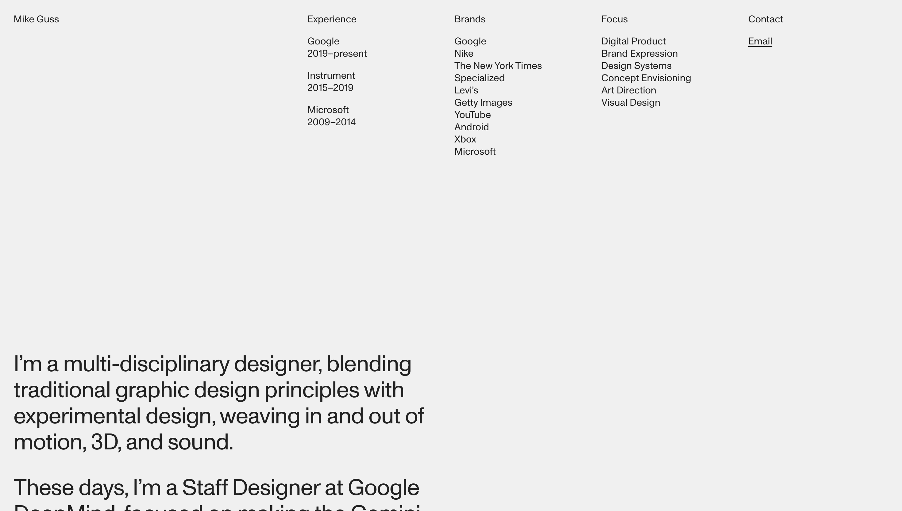 Mike Guss — Designer, Developer website design