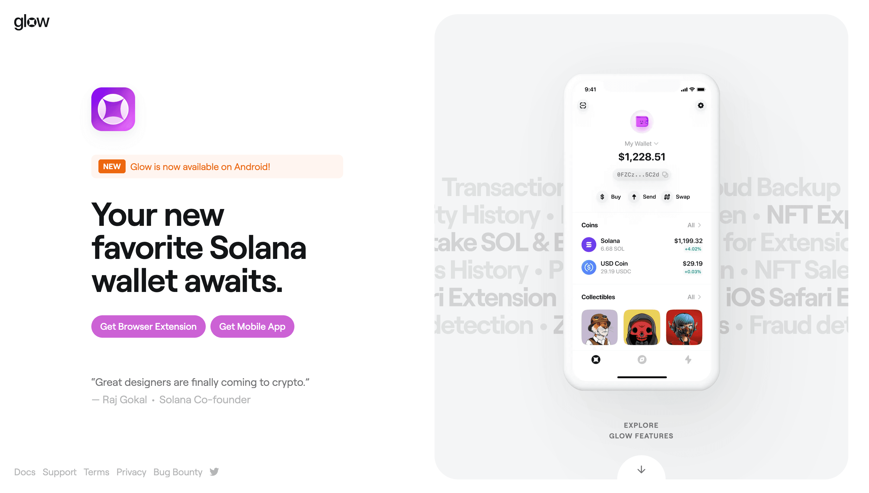 Glow — Web3, Fintech website design
