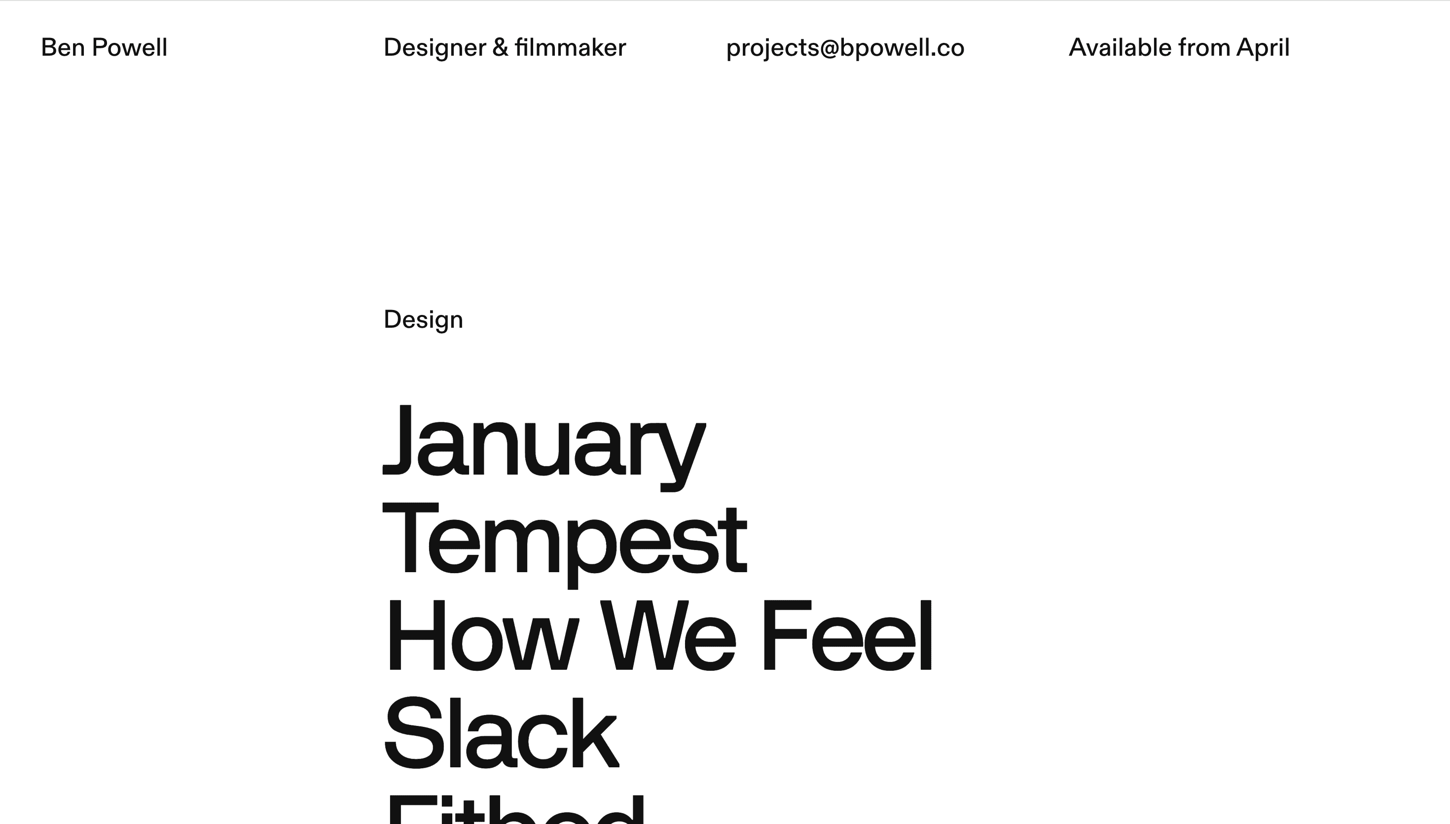 Ben Powell — Designer, Portfolio website design