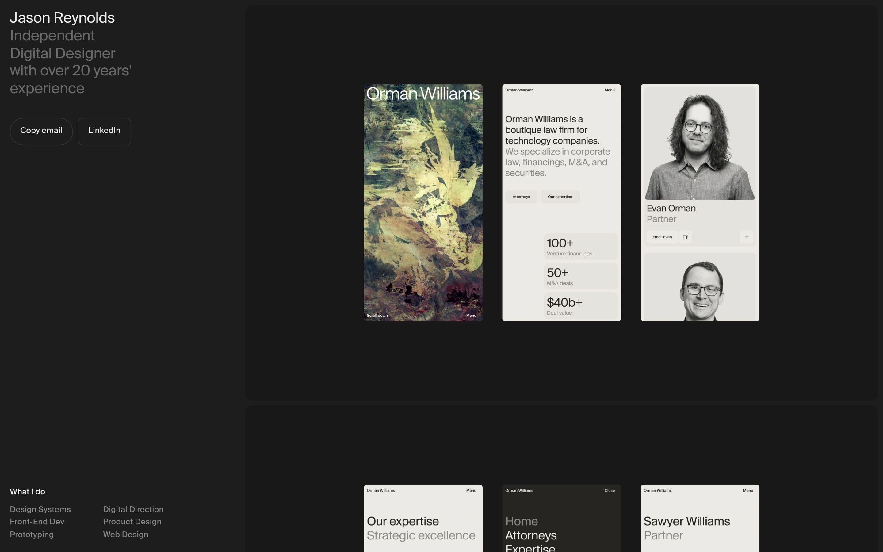 Jason Reynolds — Designer, Portfolio website design