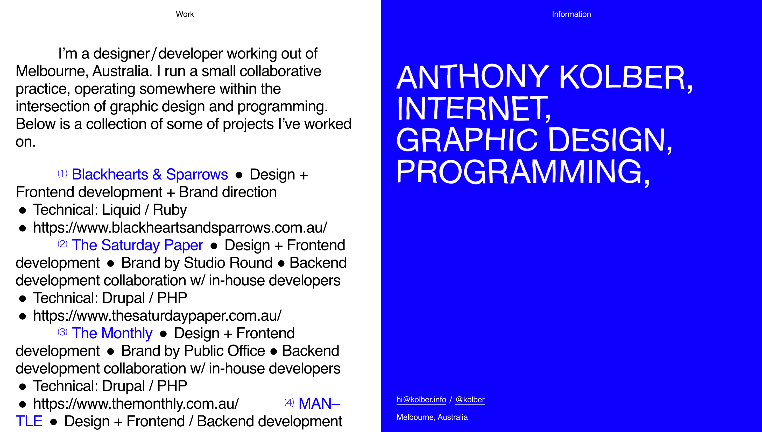 Anthony Kolber — Designer, Developer website design