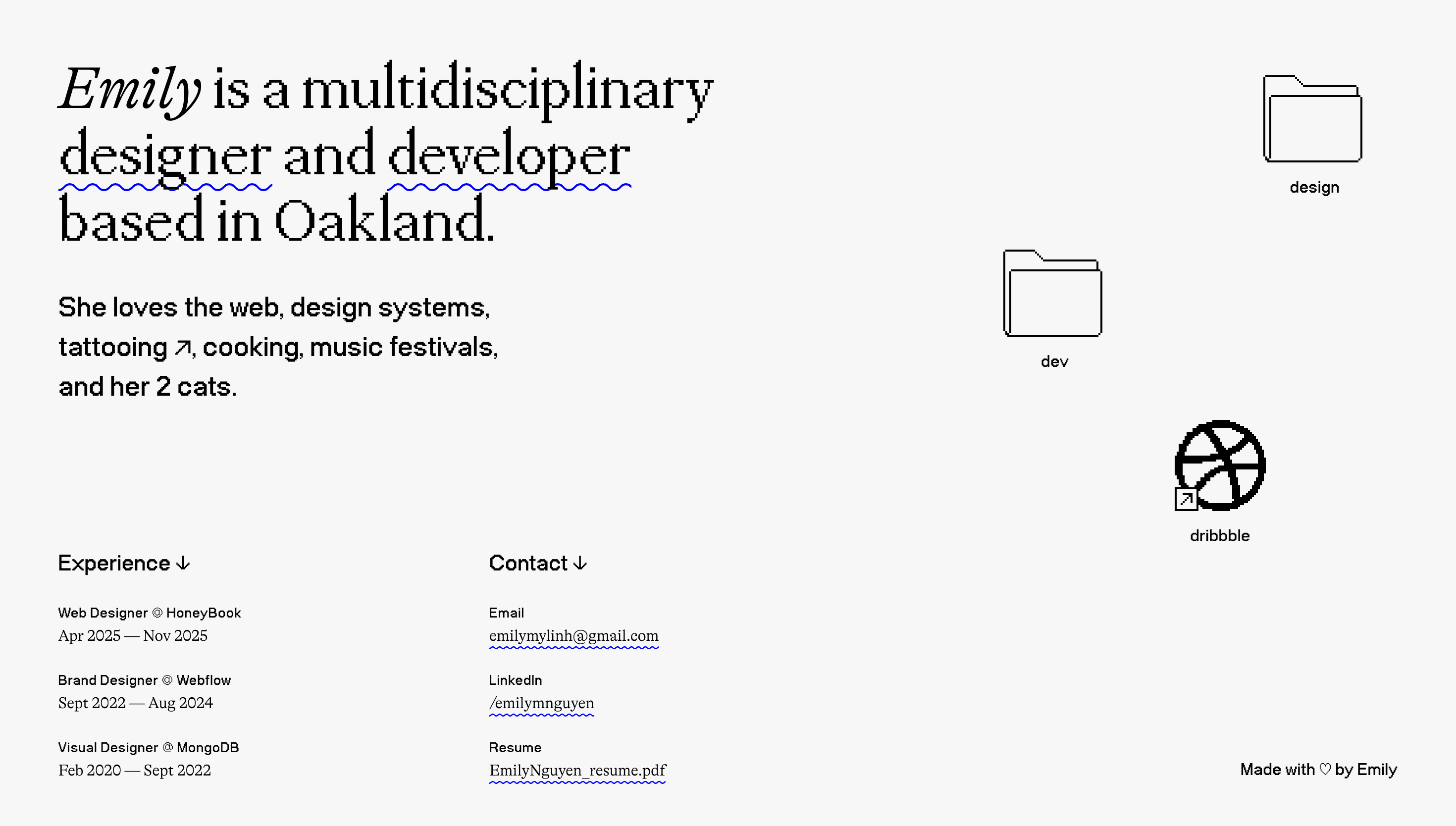 Emily Nguyen — Designer, Portfolio website design