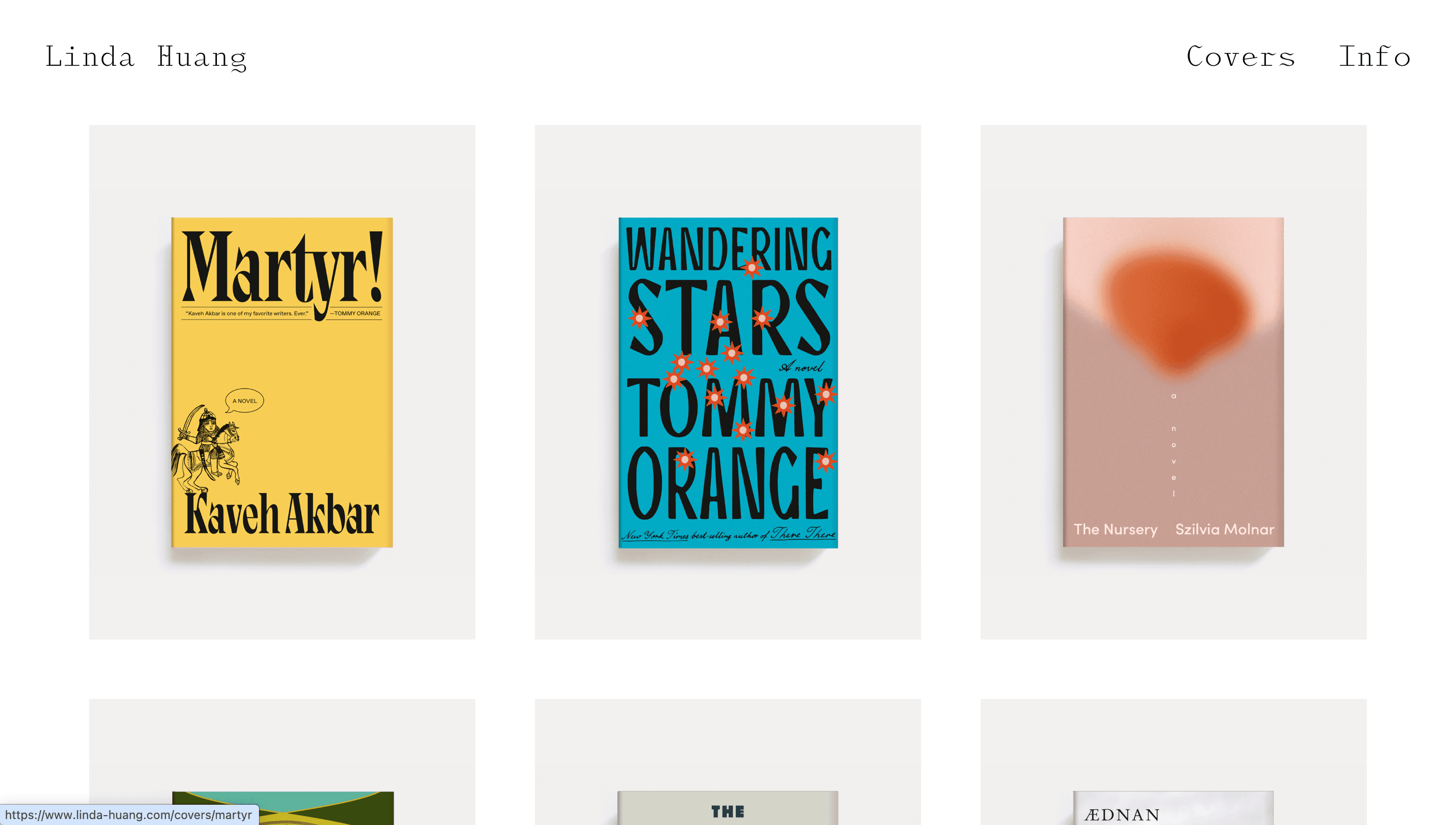 Linda Huang — Portfolio, Typography website design