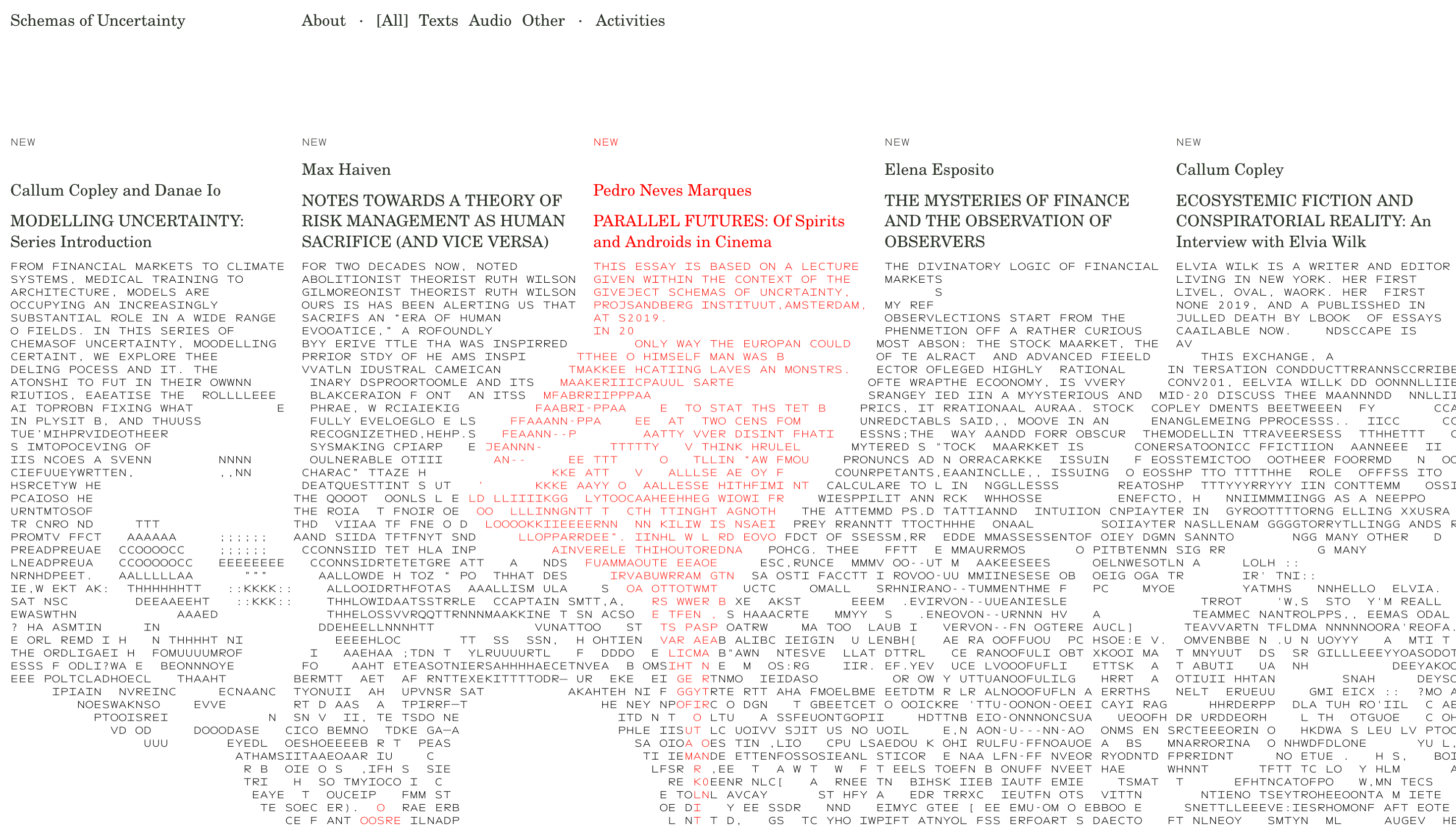 Schemas of Uncertainty — Interactive, Storytelling website design