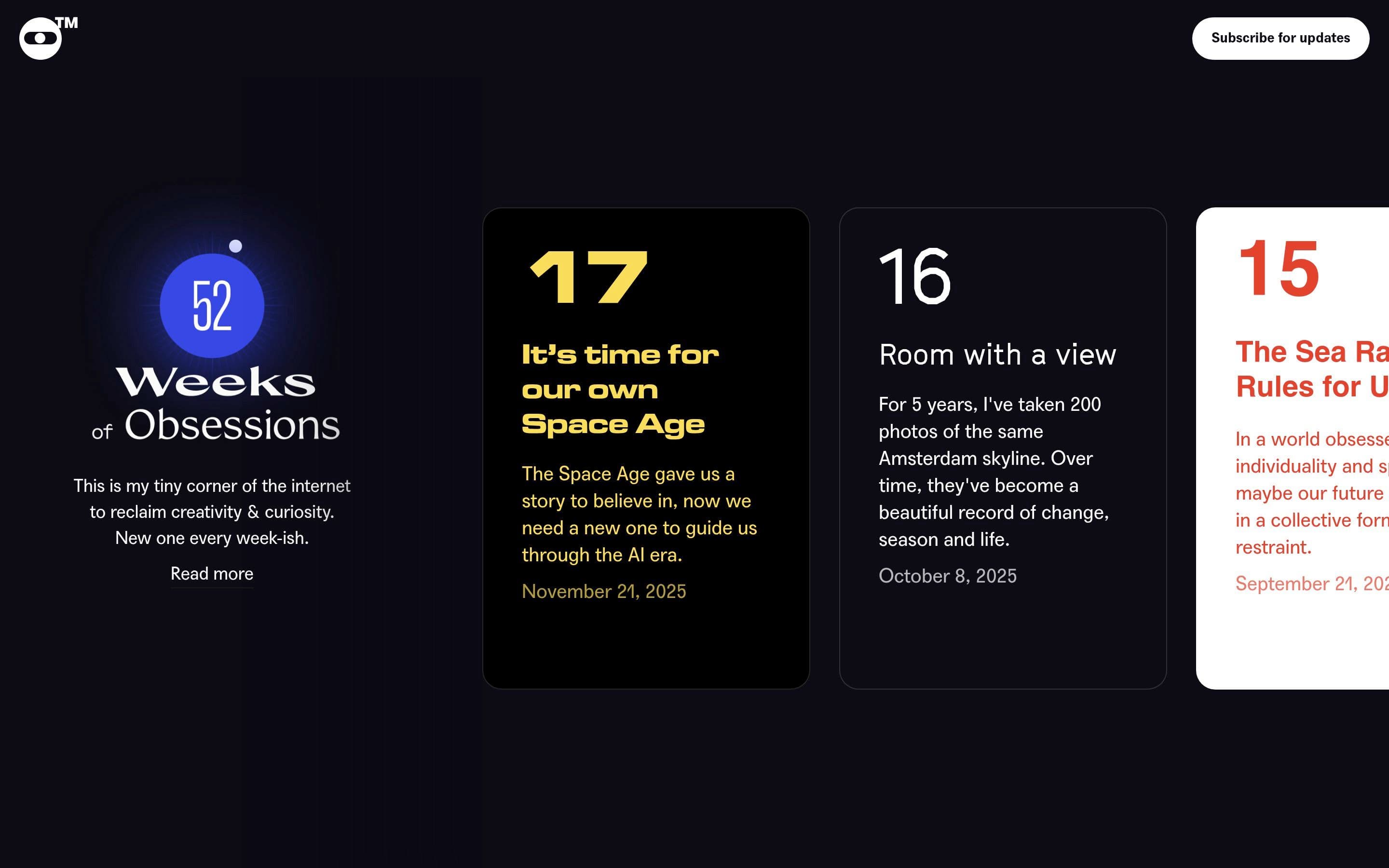 52 Weeks of Obsessions