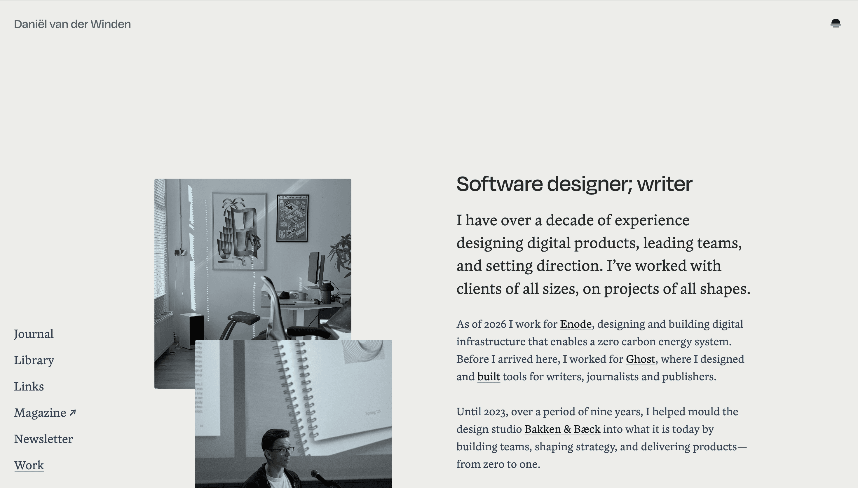Daniël van der Winden — Designer, Personal website design