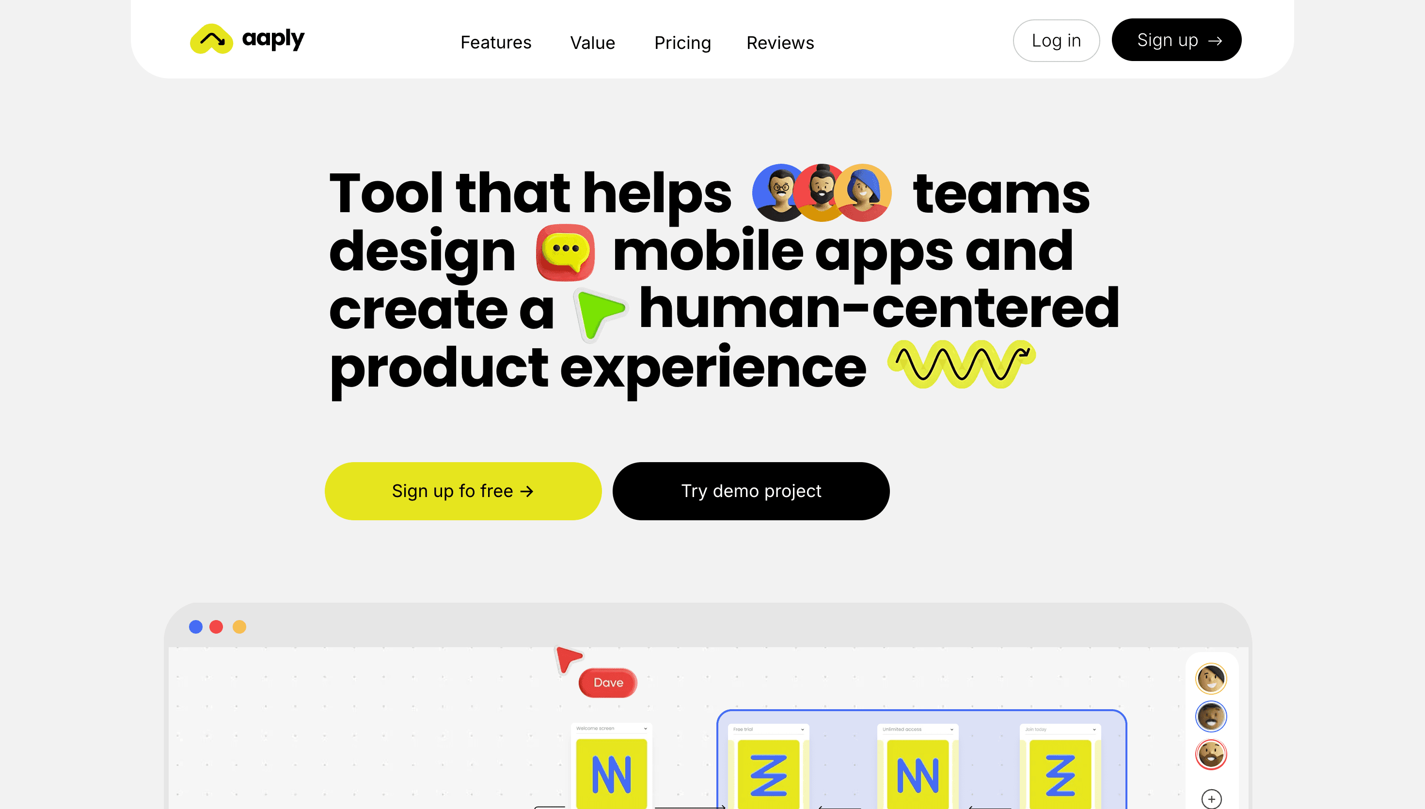 Aaply — Mobile, App website design