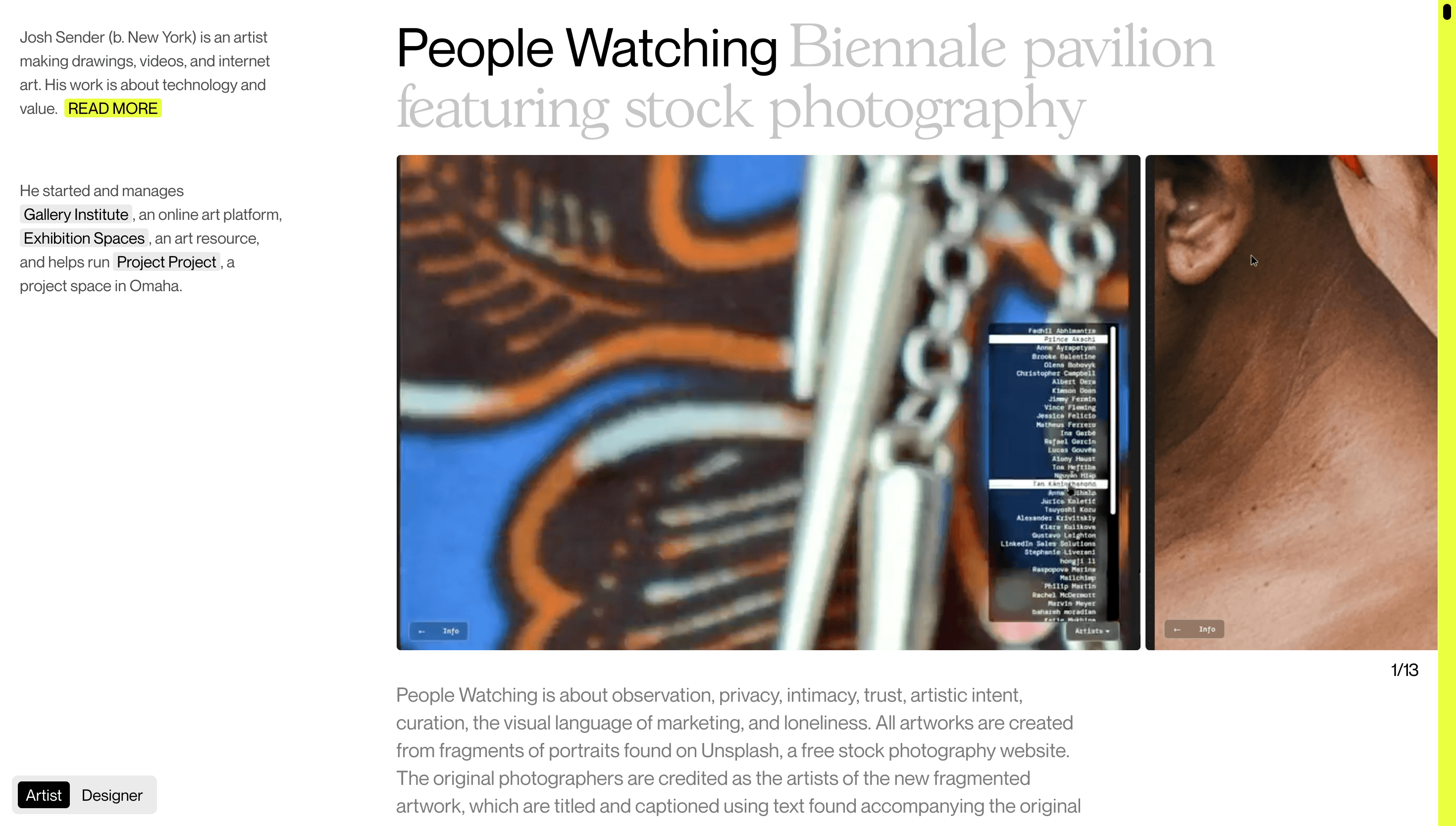 Josh Sender — Art, Designer website design