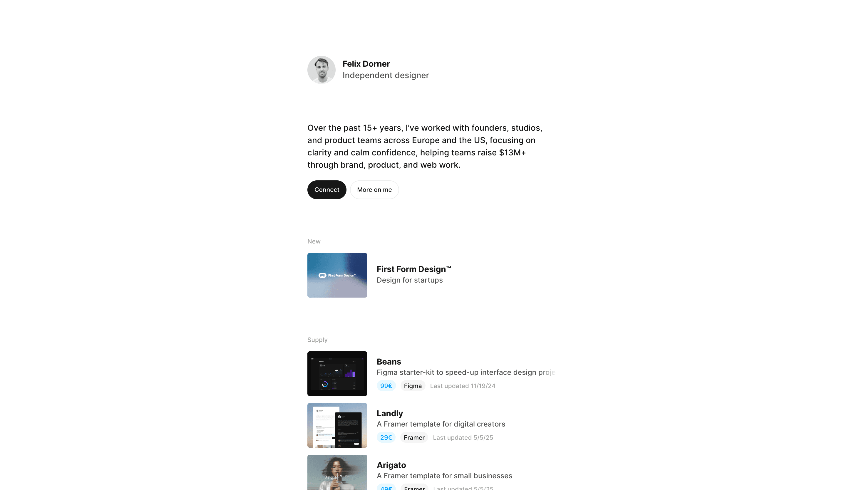 Felix Dorner — Personal, Portfolio website design