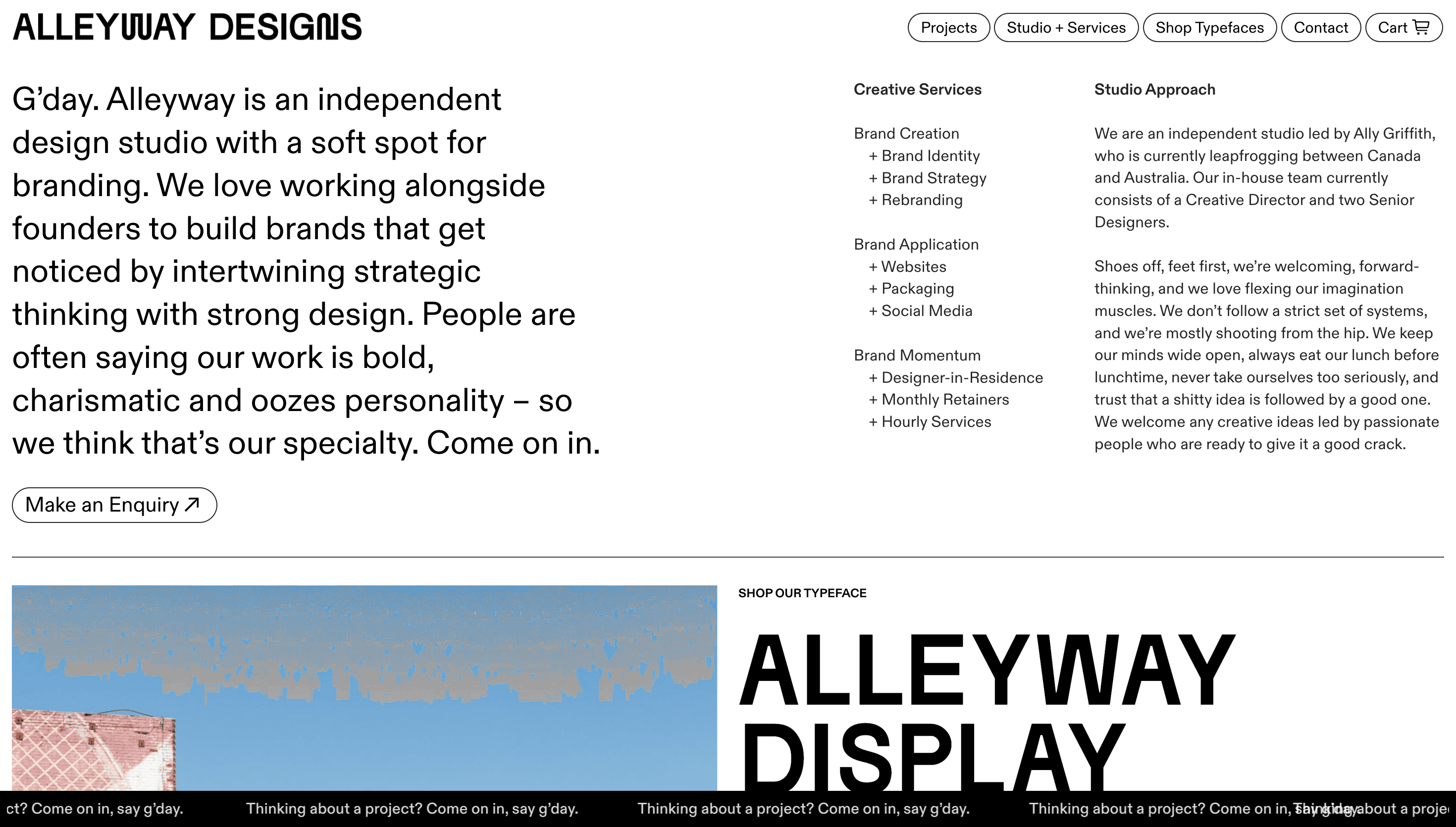 Alleyway Designs — Agency, Studio website design