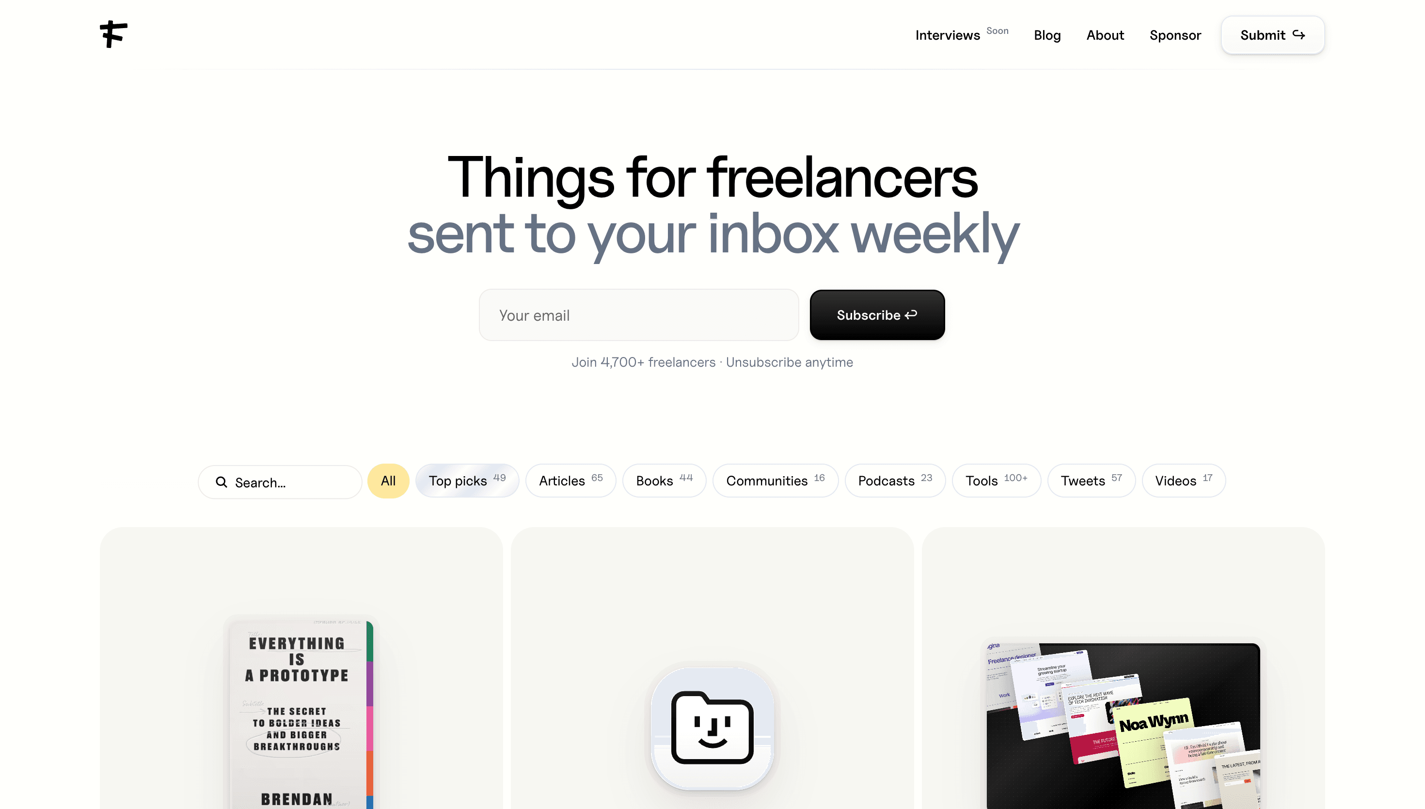 Freelance Things — Community, Productivity website design