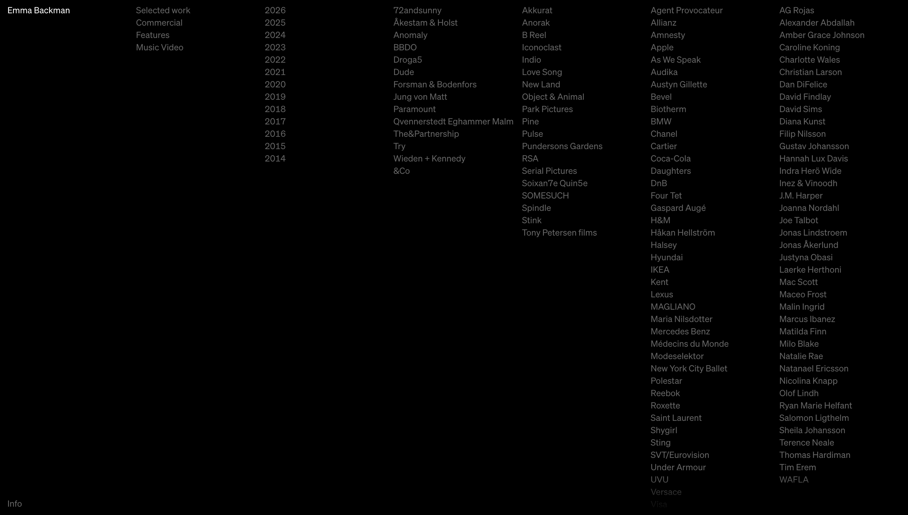 Emma Backman — Entertainment, Music website design