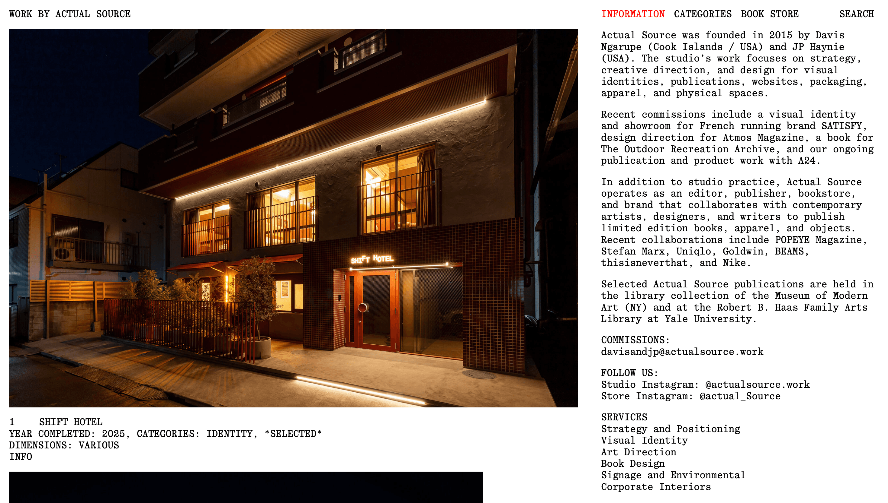 ACTUAL SOURCE — Agency, Studio website design