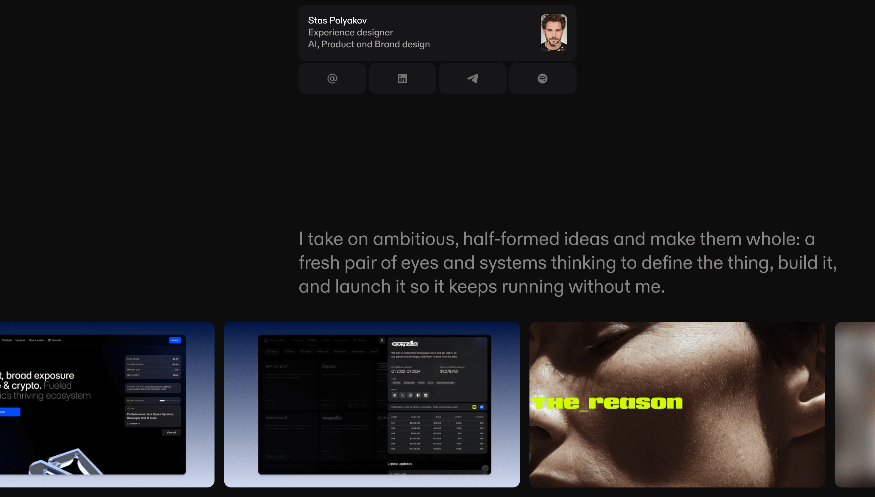 Stas Polyakov — Designer, Portfolio website design