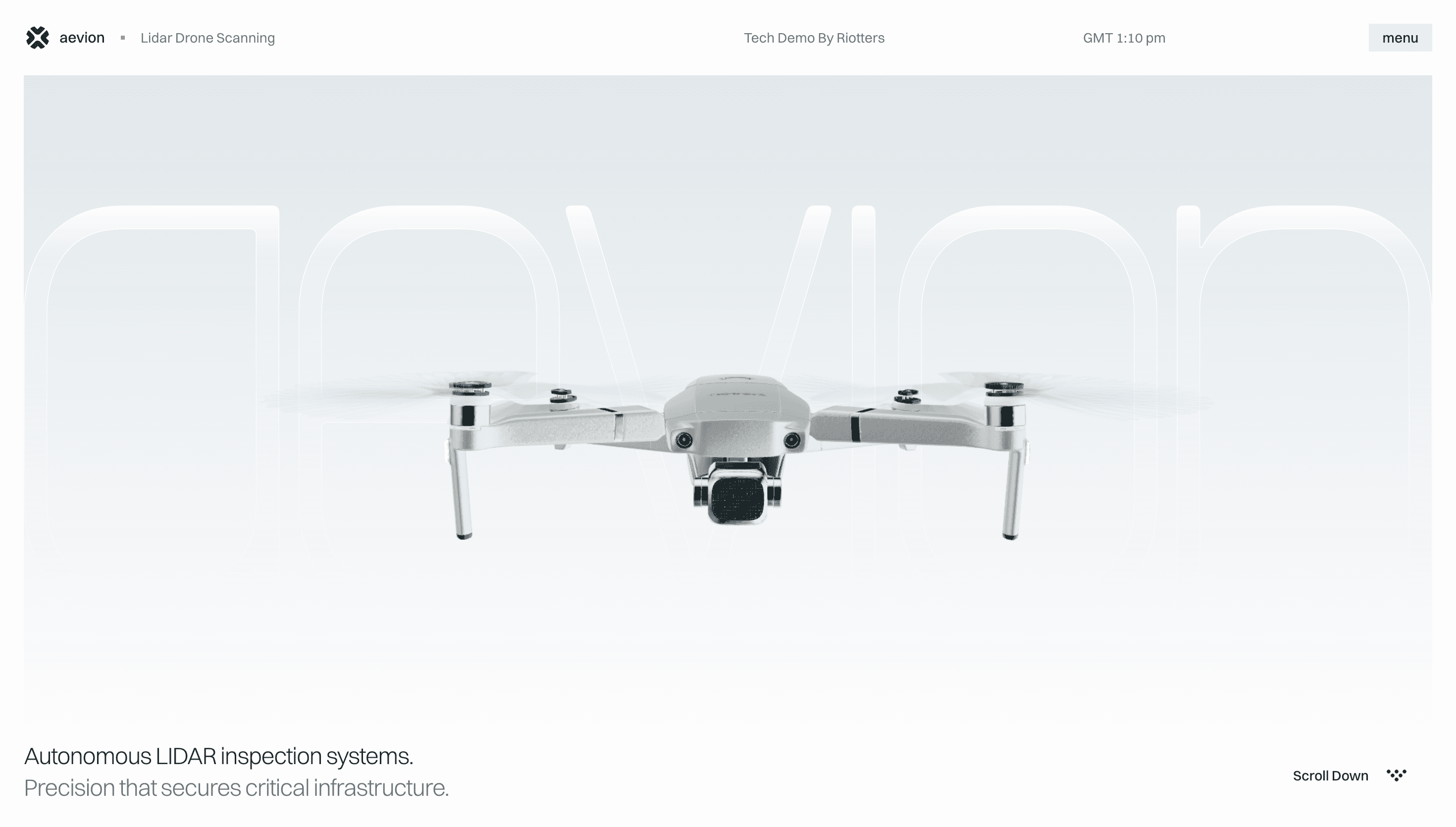 Aevion — Three.js, Next.js website design