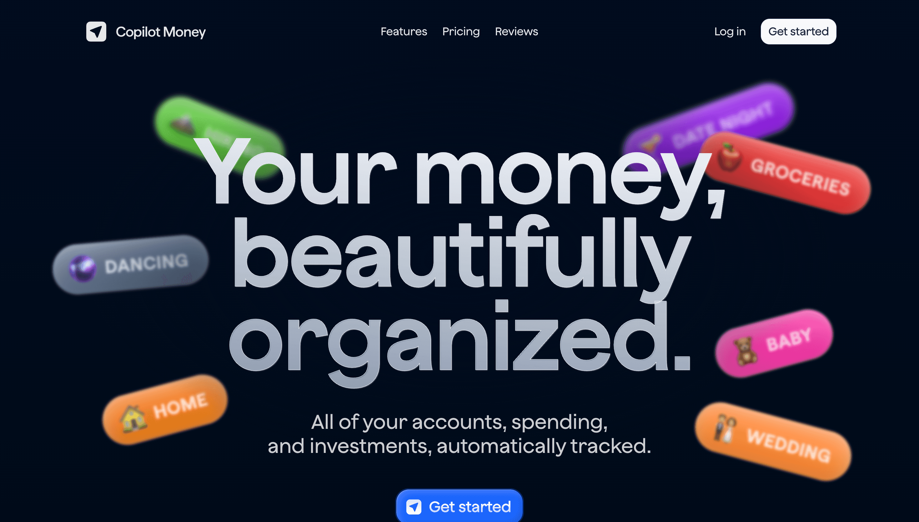Copilot Money — Finance, Productivity website design