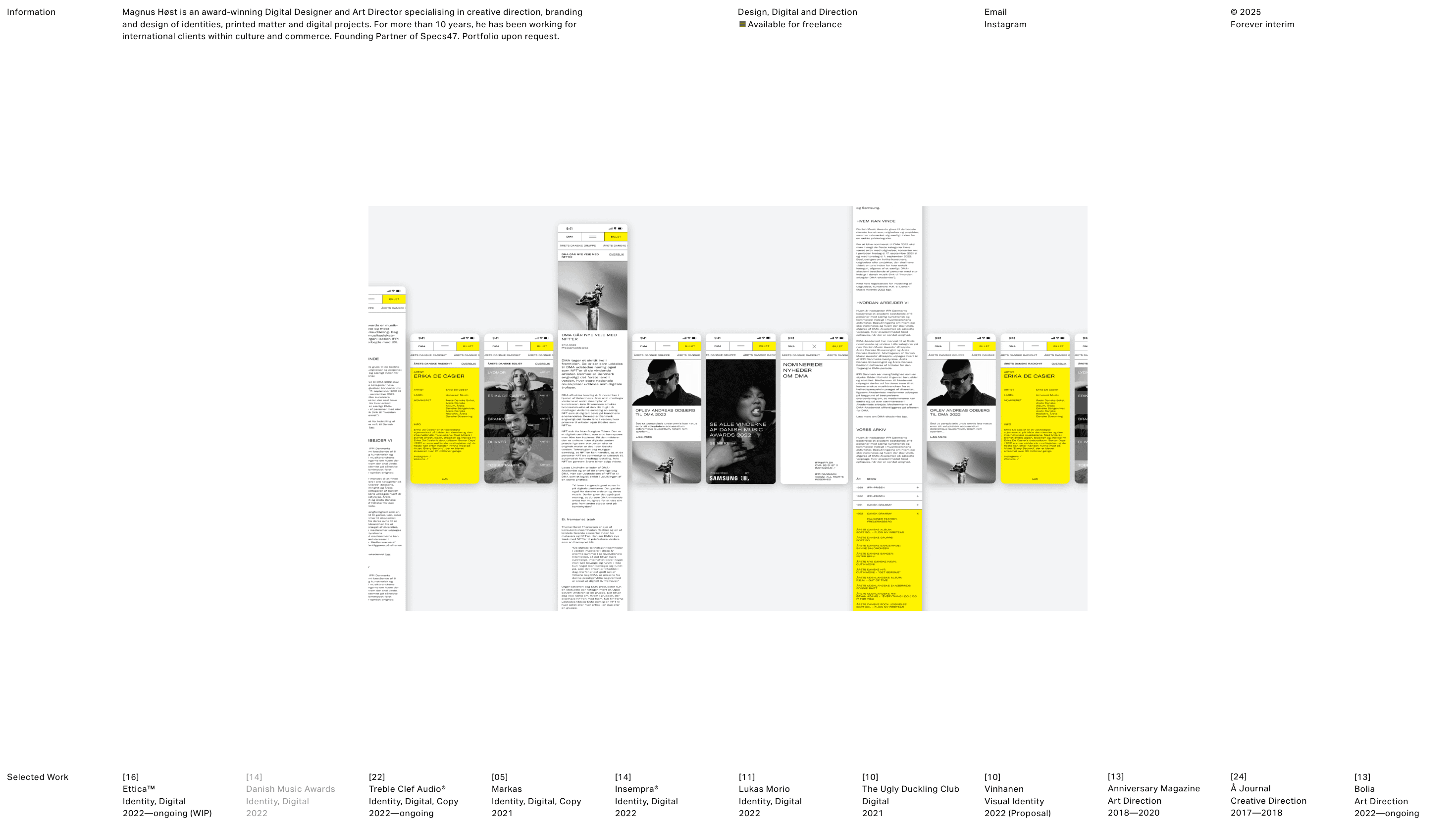 Magnus Høst — Designer, Portfolio website design