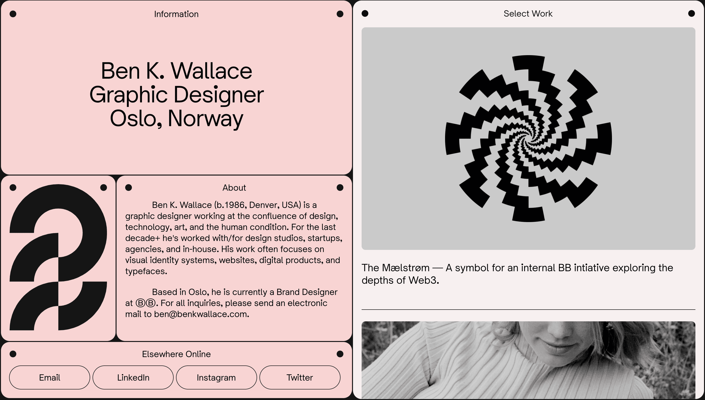 Ben K. Wallace — Personal, Portfolio website design