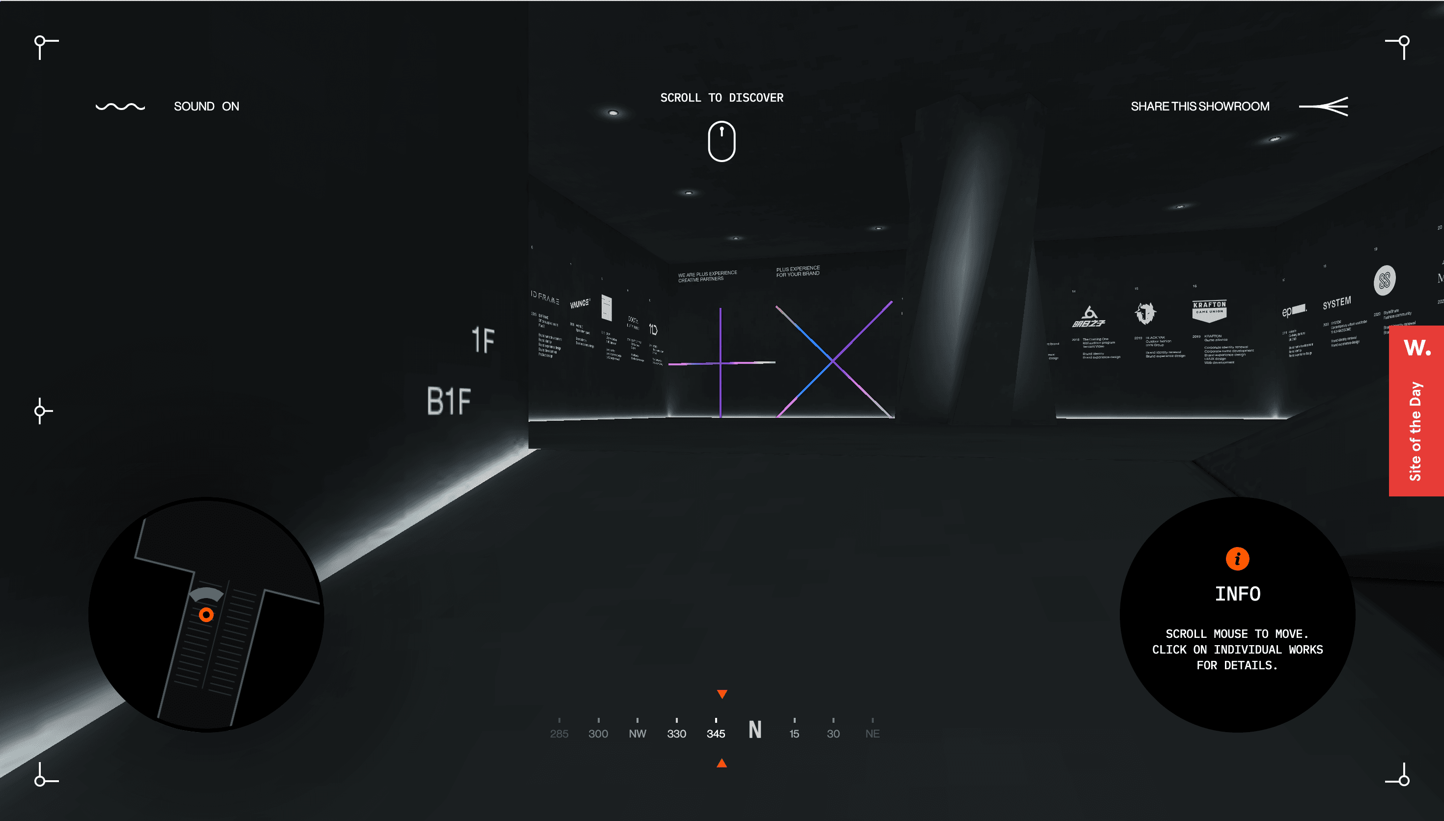 Plus X Virtual Showroom — Art, Tech website design