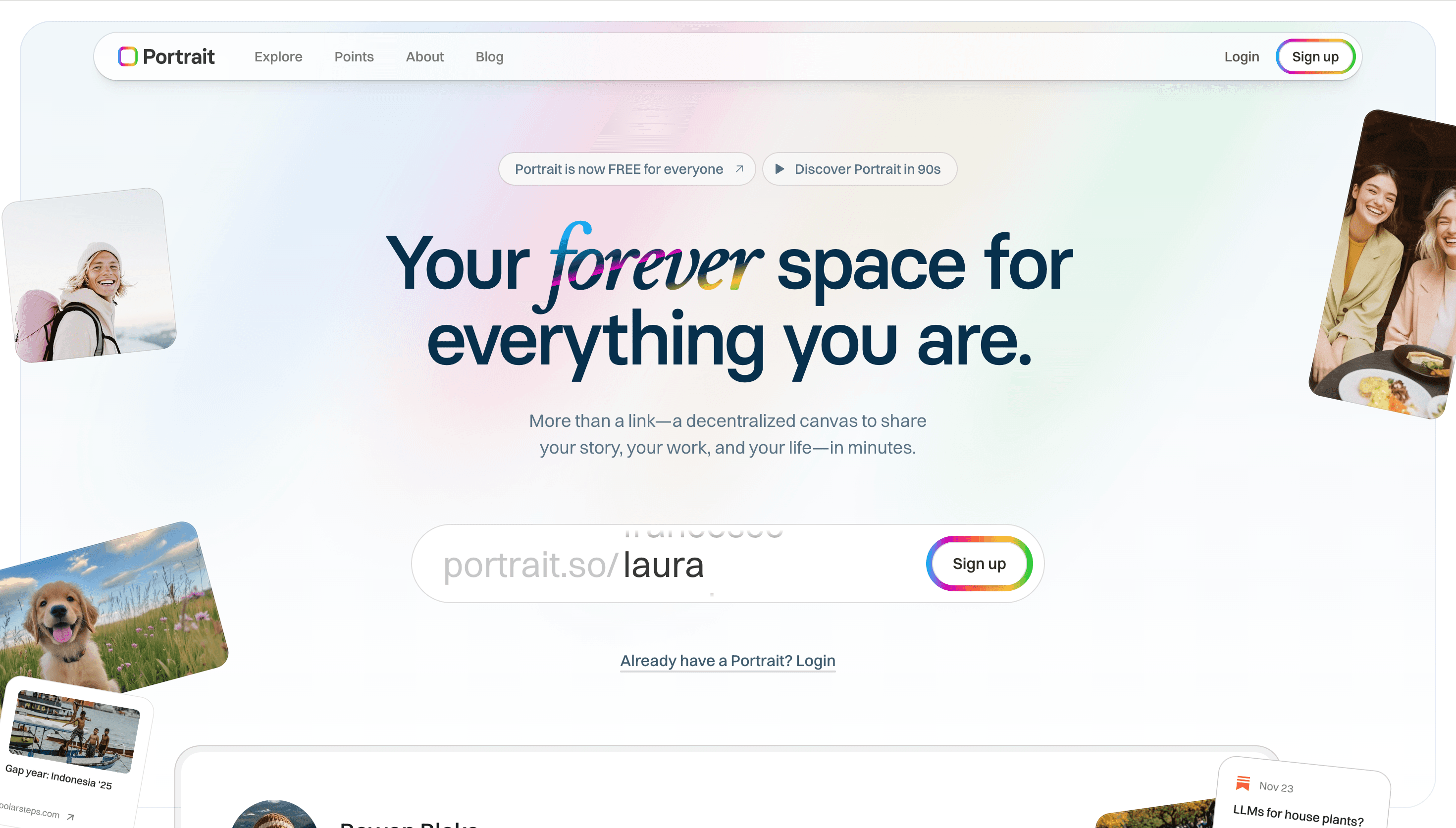 Portrait — Personal, Portfolio website design